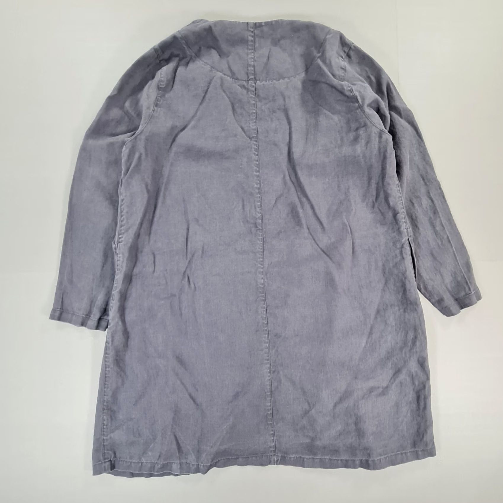 Vintage EAST Womens Cardigan Blue 18 UK Long Line 100% Linen Lightweight Coatigan Cardigan, Breathable, Pockets, V-Neck, Long Sleeve, Regular Fit Womens Size XXL / US 16-18 / IT 52-54 - 5 Thumbnail