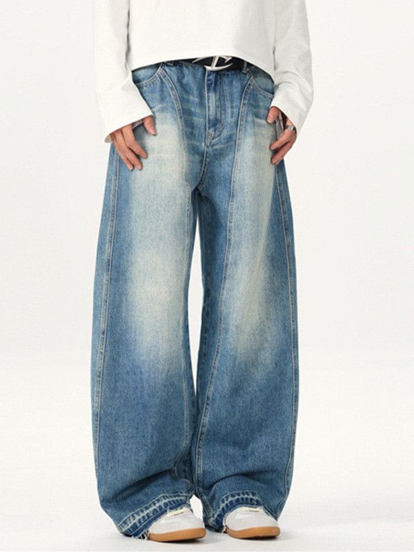 Vintage American street distressed washed patchwork curved jeans Size US 32 / EU 48 - 4 Thumbnail