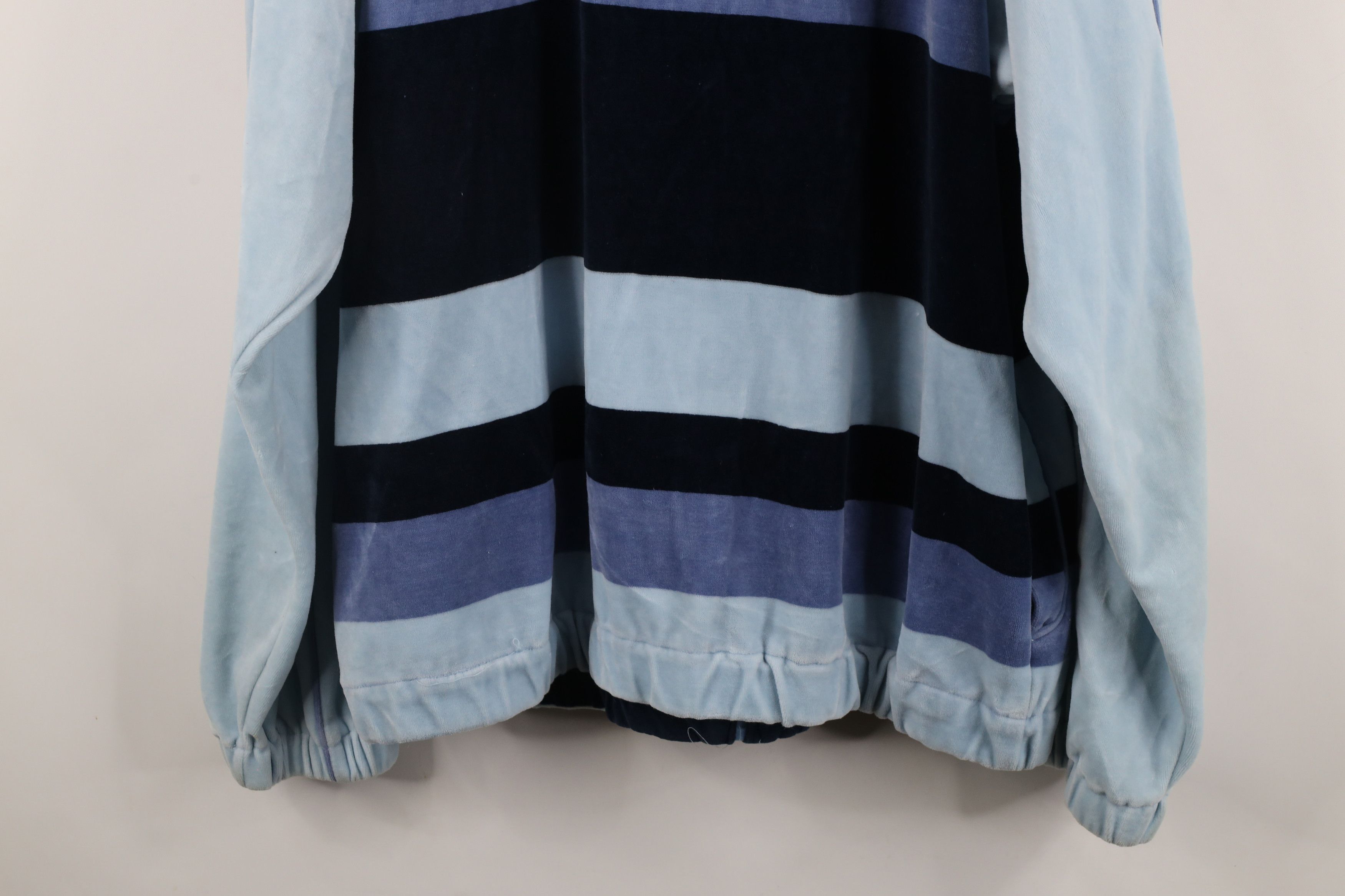 Akademiks × Vintage Vintage 90s Akademiks Striped Velour Full Zip Jacket Blue Size US XL / EU 56 / 4 - 14 Thumbnail