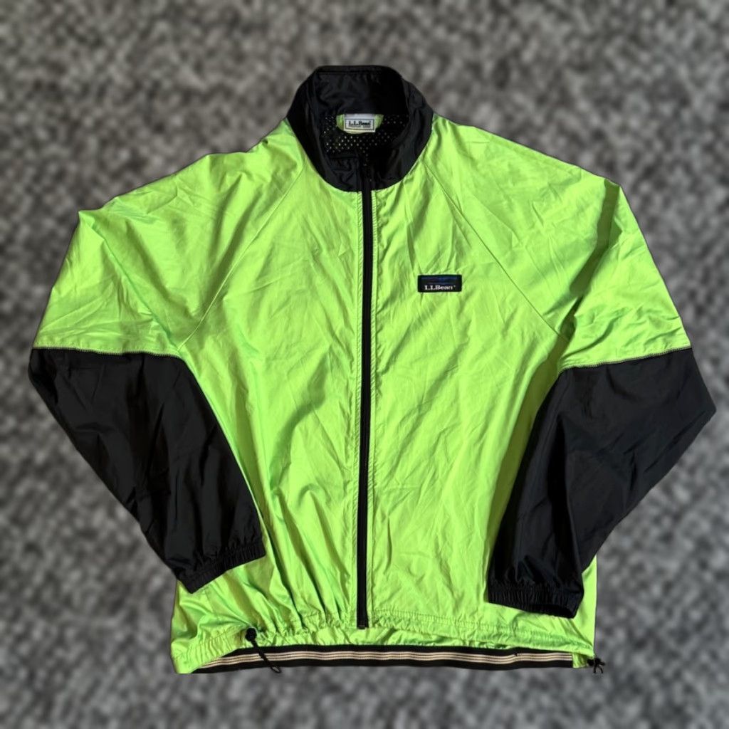 Vintage VINTAGE 90s L.L. Bean Women’s Neon Green Nylon Full Zip Cycling Jacket Large USA Women Jacket Green 90s Logo Windbreaker Full Zip Mens? Size L / US 10 / IT 46 - 1 Thumbnail