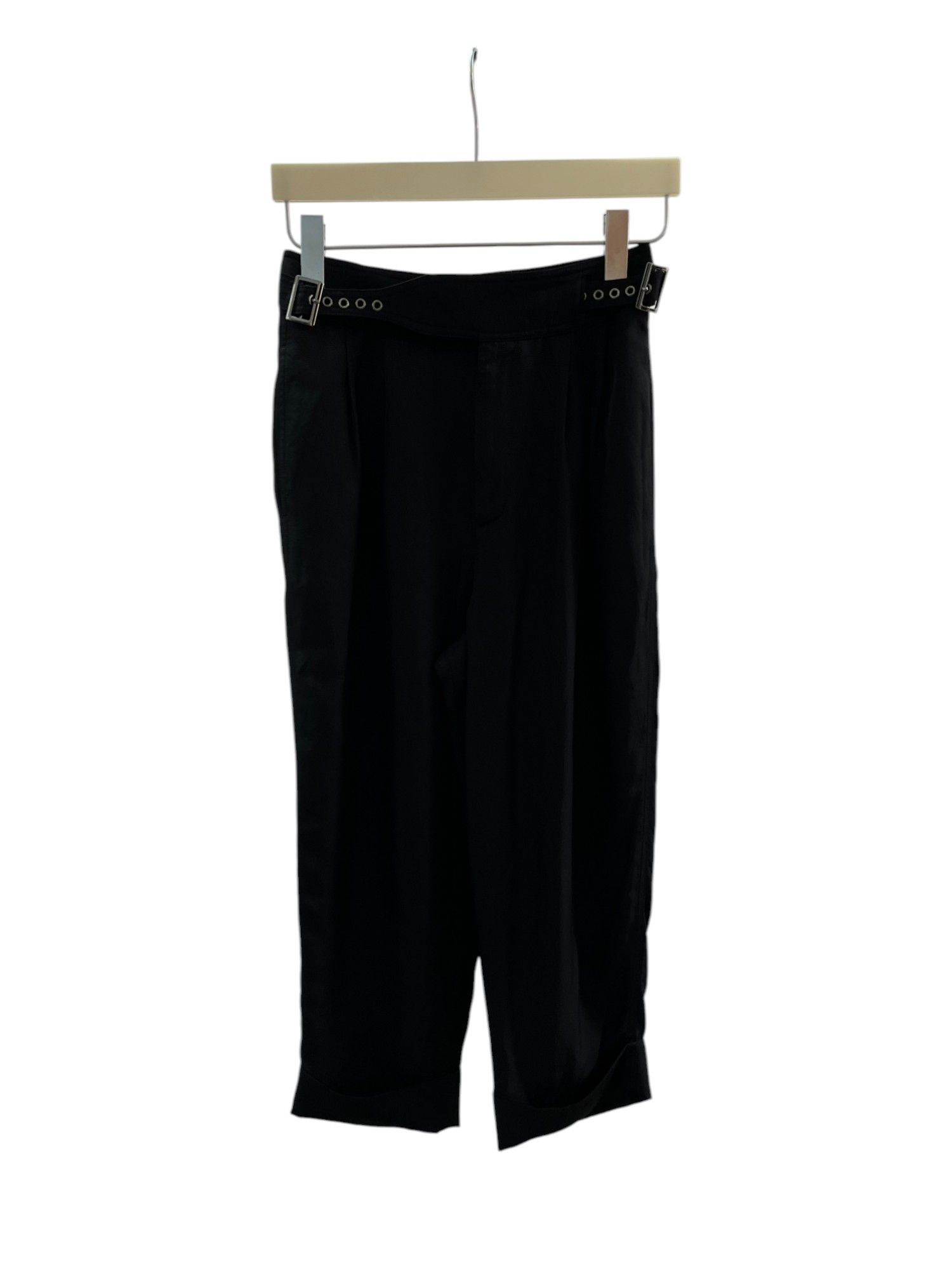 Tom Ford Black Cropped Pants With Double Buckle Waisted Detail Size 25" / US 0 / IT 36 - 1 Thumbnail