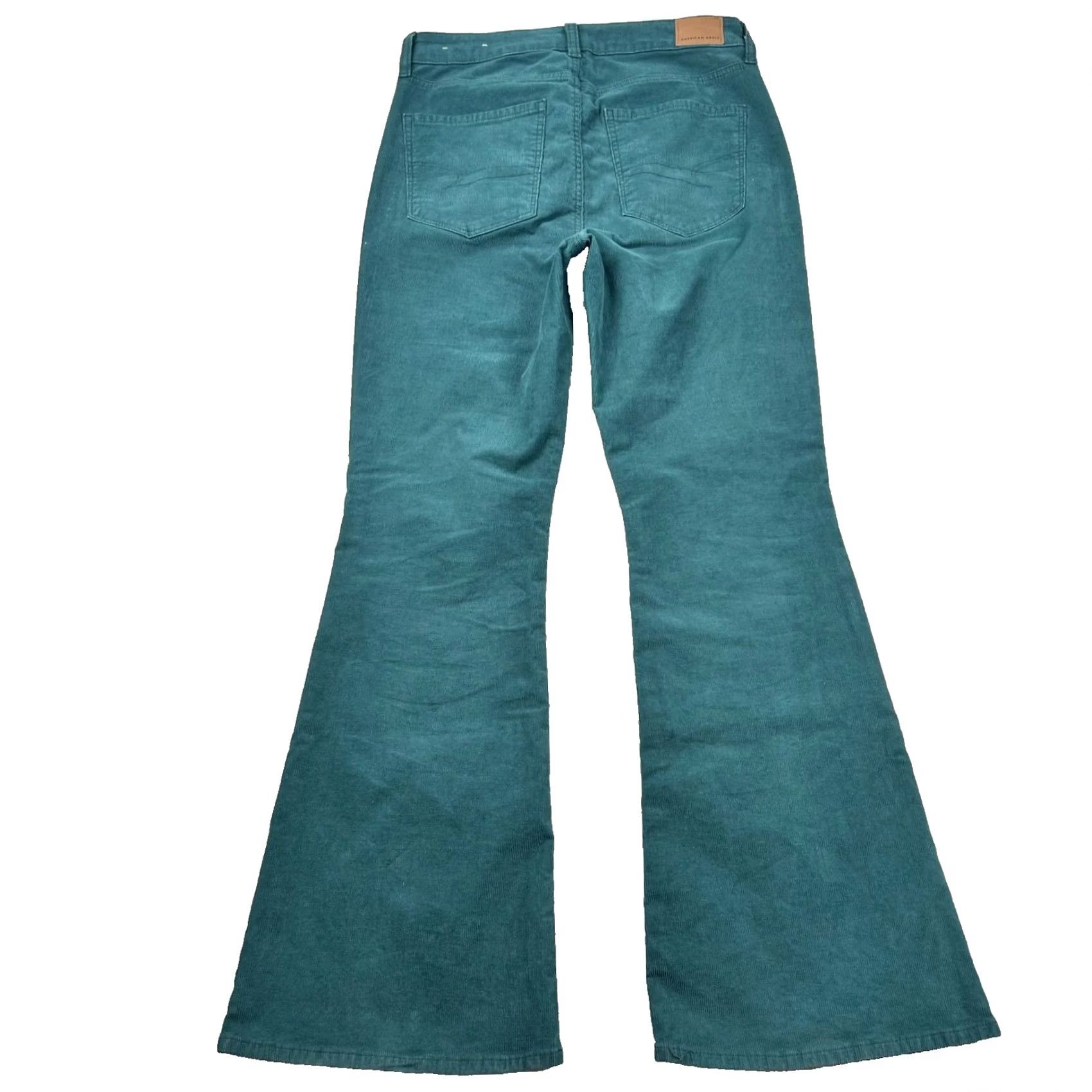 American Eagle Outfitters VINTAGE American Eagle Pants Womens 8 High Rise Flare Corduroy Green Bell Bottom Shirt/ Pants/ Chino? Size 30" / US 8 / IT 44 - 2 Thumbnail