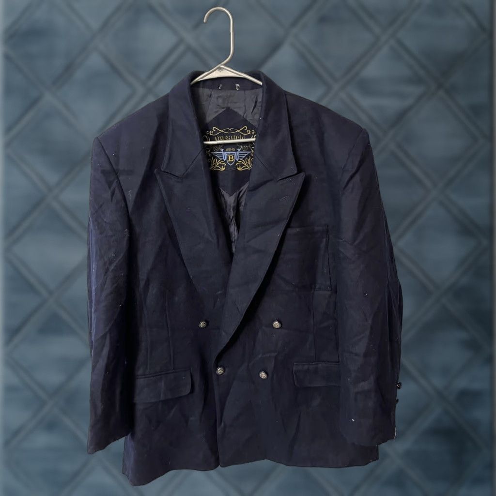 BUGATCHI BUGATCHI Men’s Navy Blue Double Breasted Wool Blend Blazer Sport Coat Med Jacket Size 40R - 1 Thumbnail