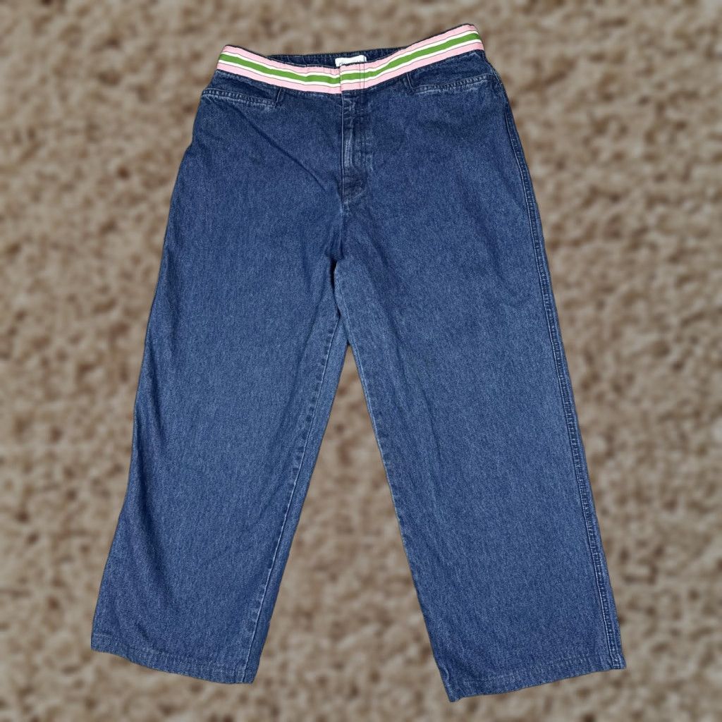 Vintage Chadwicks Jeans Womens 14 Blue Med Wash High Rise Cropped Relaxed Denim 32x25 Vintage No Size 36" / US 14 / IT 50 - 1 Thumbnail