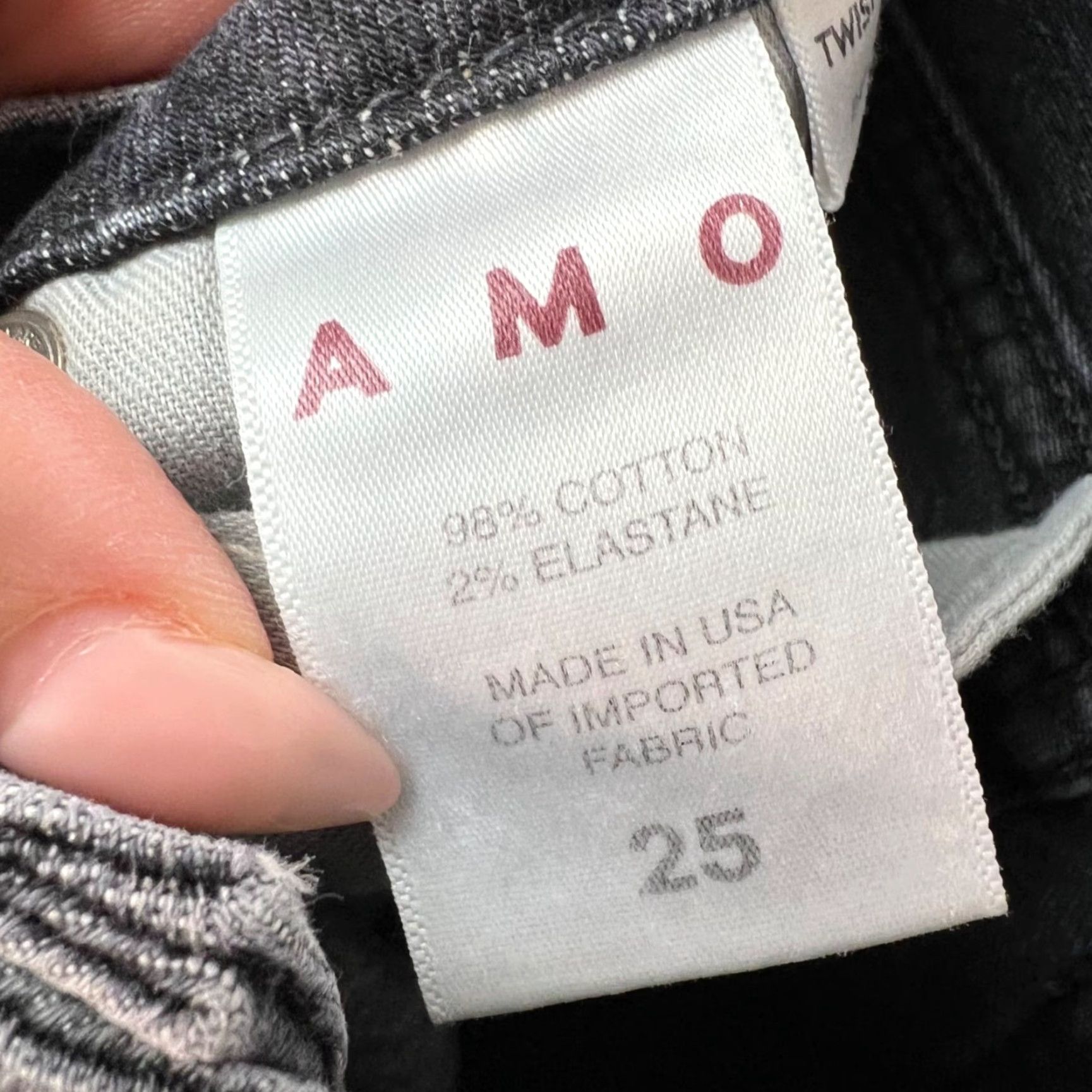 AMO VINTAGE AMO Womens Size 25 Distressed Black Denim Skinny Jeans Two-Tone Washed Raw Hem Size 42" / US 20 - 3 Thumbnail
