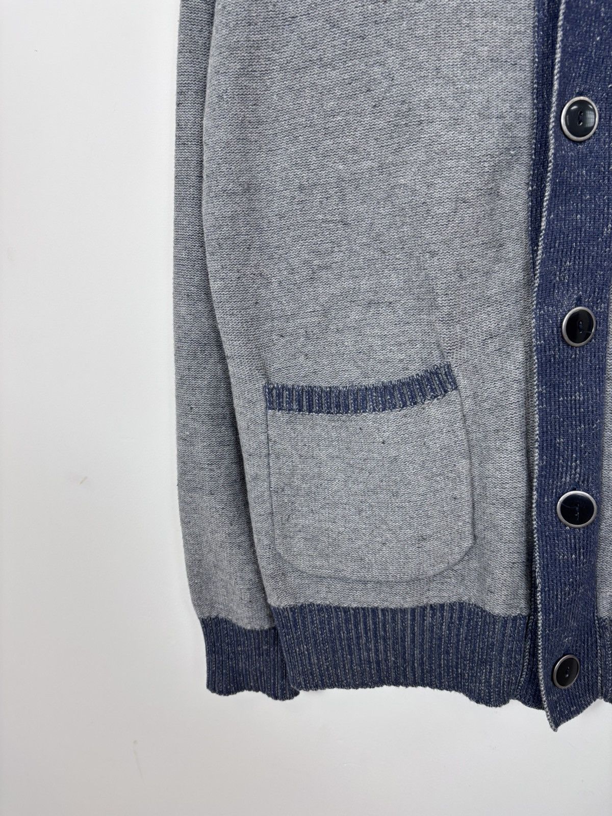 Carlo Colucci Carlo Colucci Men’s Grey/Navy Pocket Cotton Cardigan Sweater Size US L / EU 52-54 / 3 - 6 Thumbnail