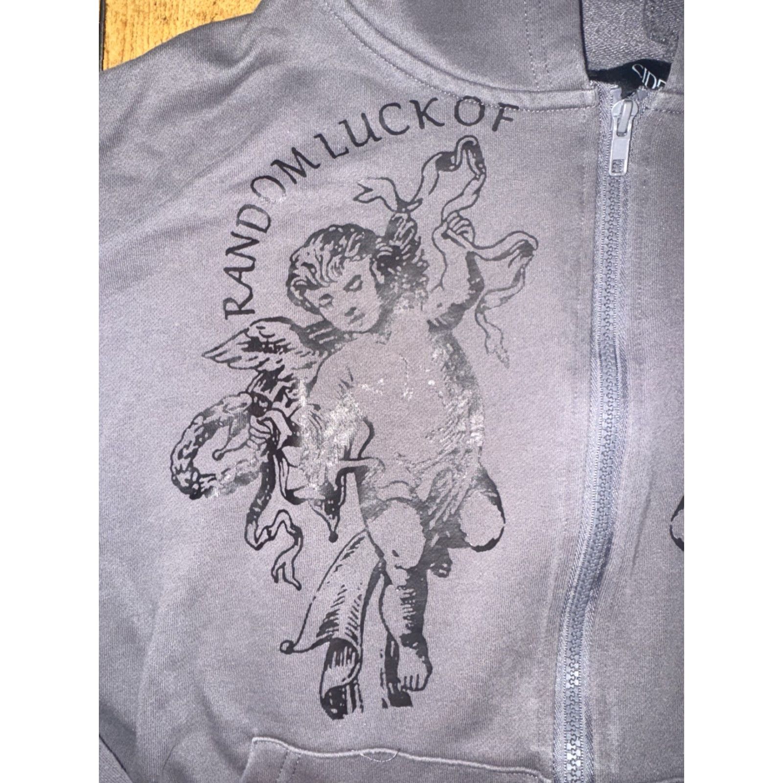 Cider Cider Hoodie Cropped Full Zip Gray Small Angels Graphic Streetwear Y2K 24x21 Size M / US 6-8 / IT 42-44 - 4 Thumbnail