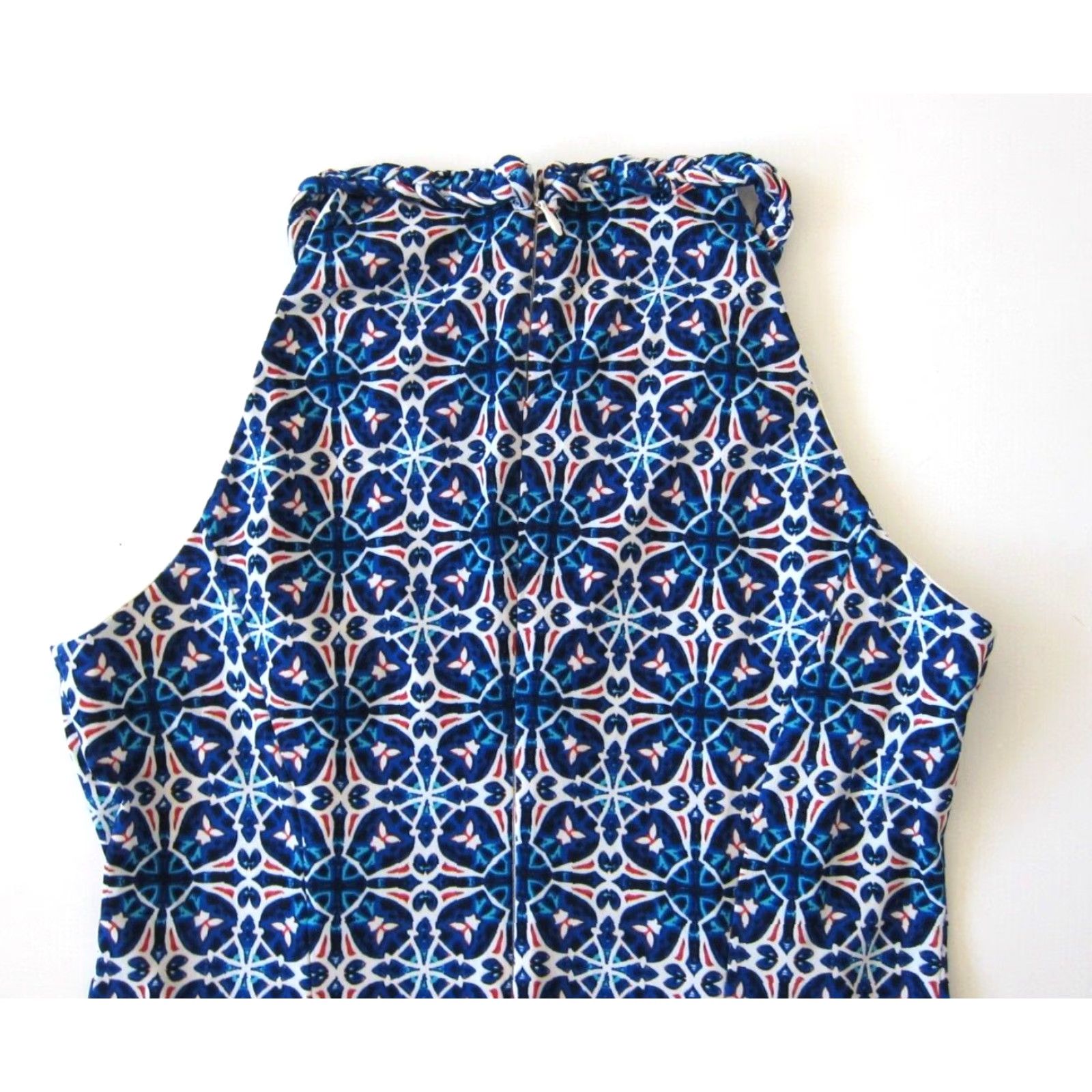 Vintage Wisp Dress 8 Sleeveless Shift A-Line Halter Tank Blue Floral High Neck N/A Size M / US 6-8 / IT 42-44 - 5 Thumbnail
