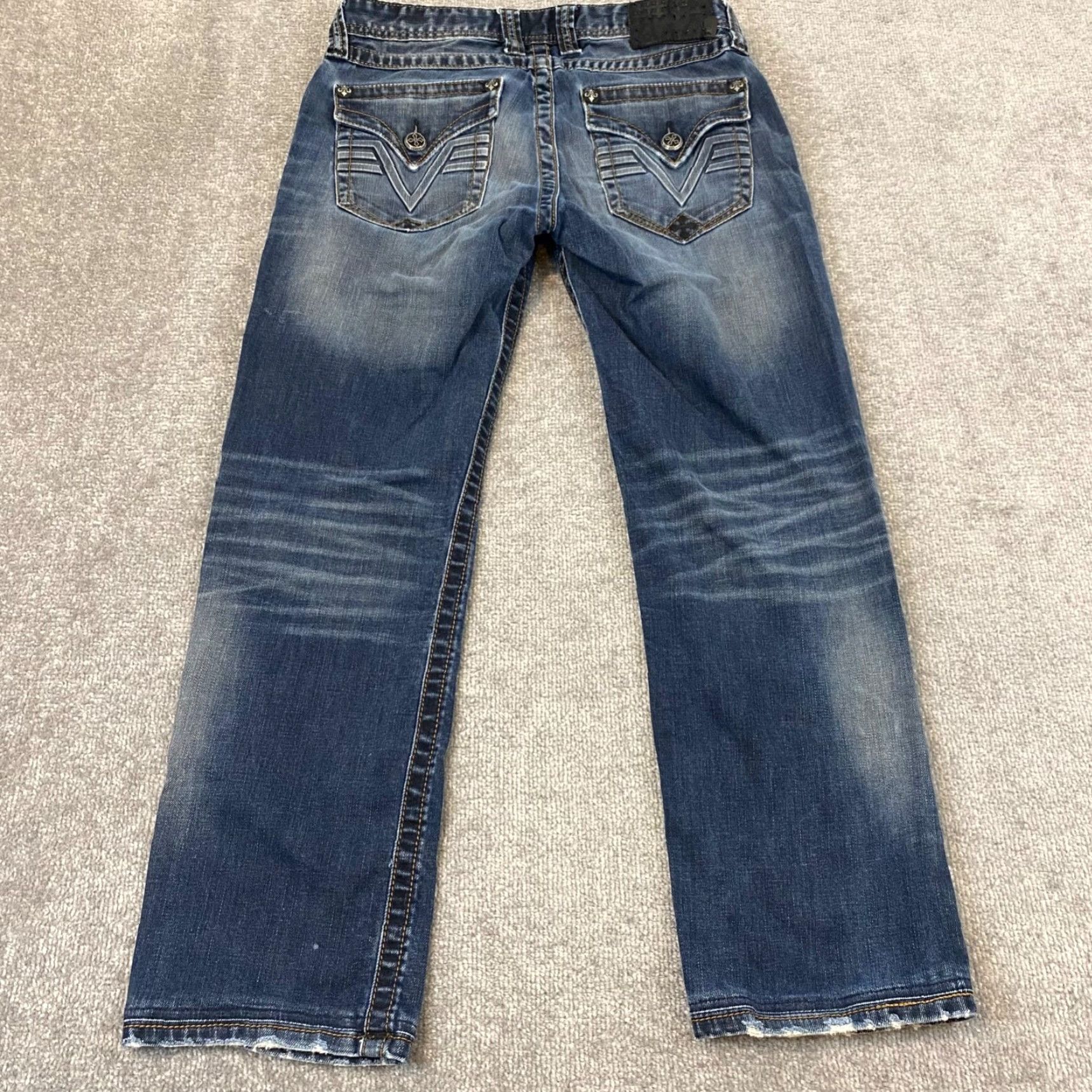 Affliction VINTAGE Affliction Jeans Men 31x27 Straight Fit Relaxed Denim Blue Wash Grunge 2000s Size US 31 - 2 Thumbnail