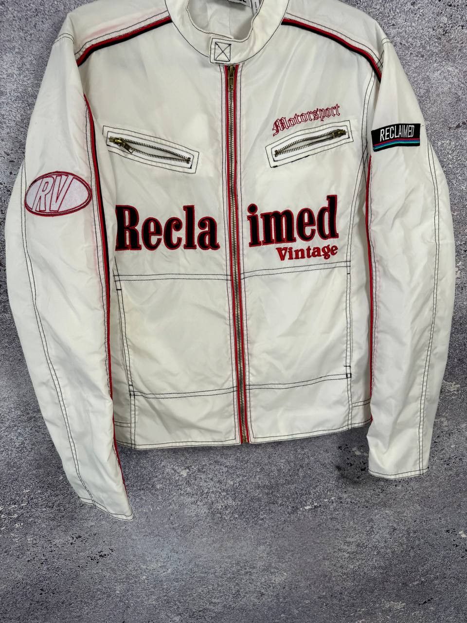 Vintage Reclaimed Vintage Biker Jacket Nylon White Men's Xs size Size US XS / EU 42 / 0 - 3 Thumbnail