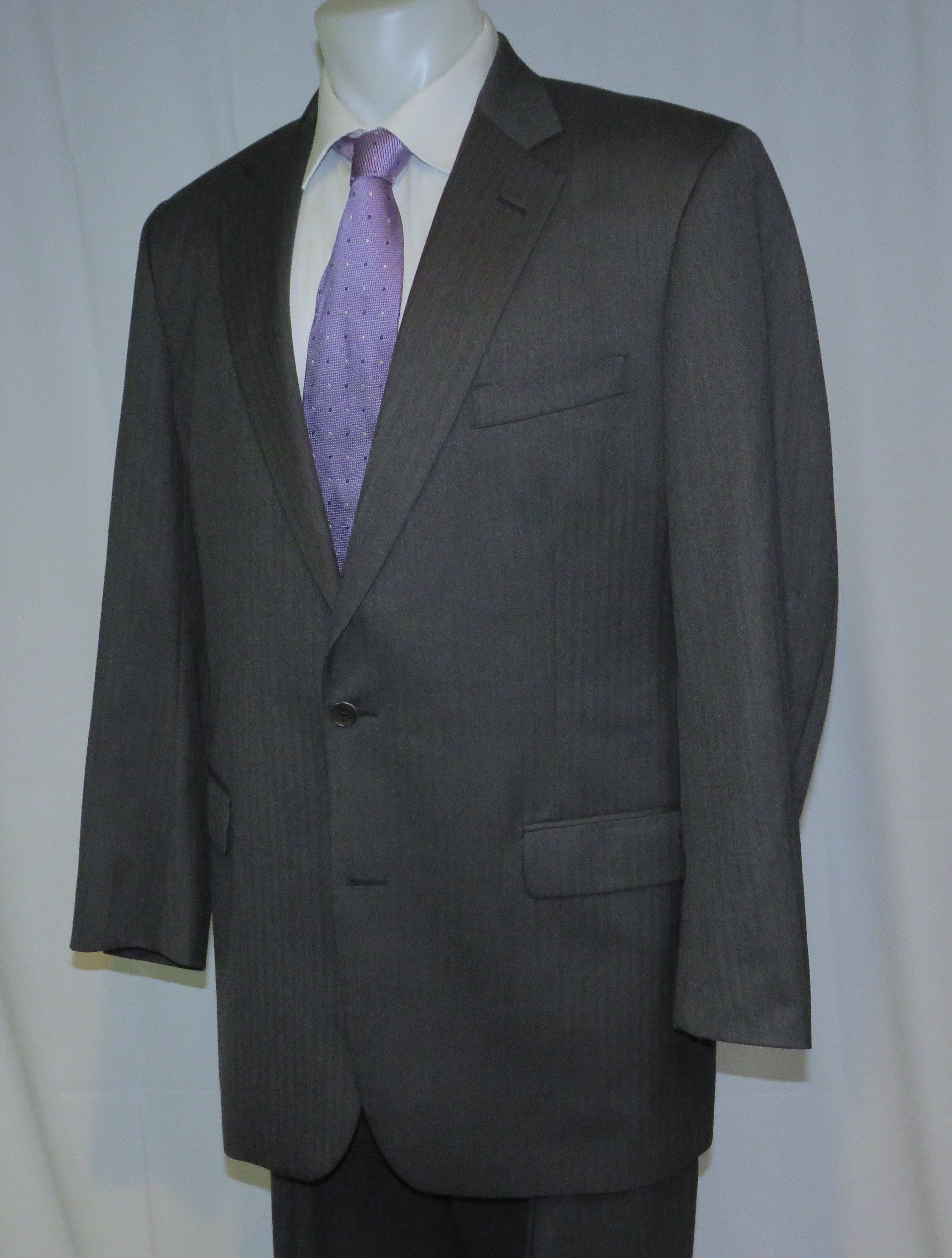 Brooks Brothers 1818 Madison Saxxon Gray Herringbone Two Button Suit 46XL Size 46L - 8 Thumbnail