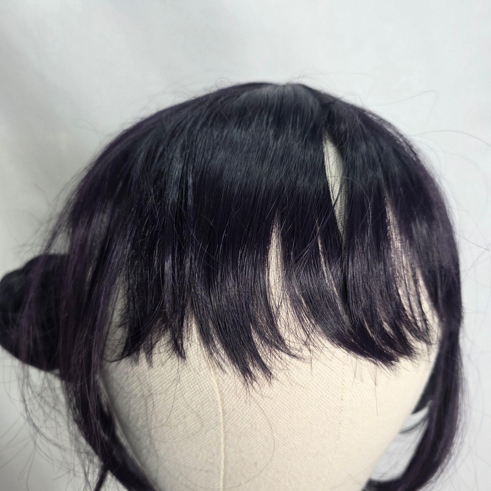 Other Short Black Purple Cosplay Wig with 2 Buns for Women Size ONE SIZE - 3 Thumbnail