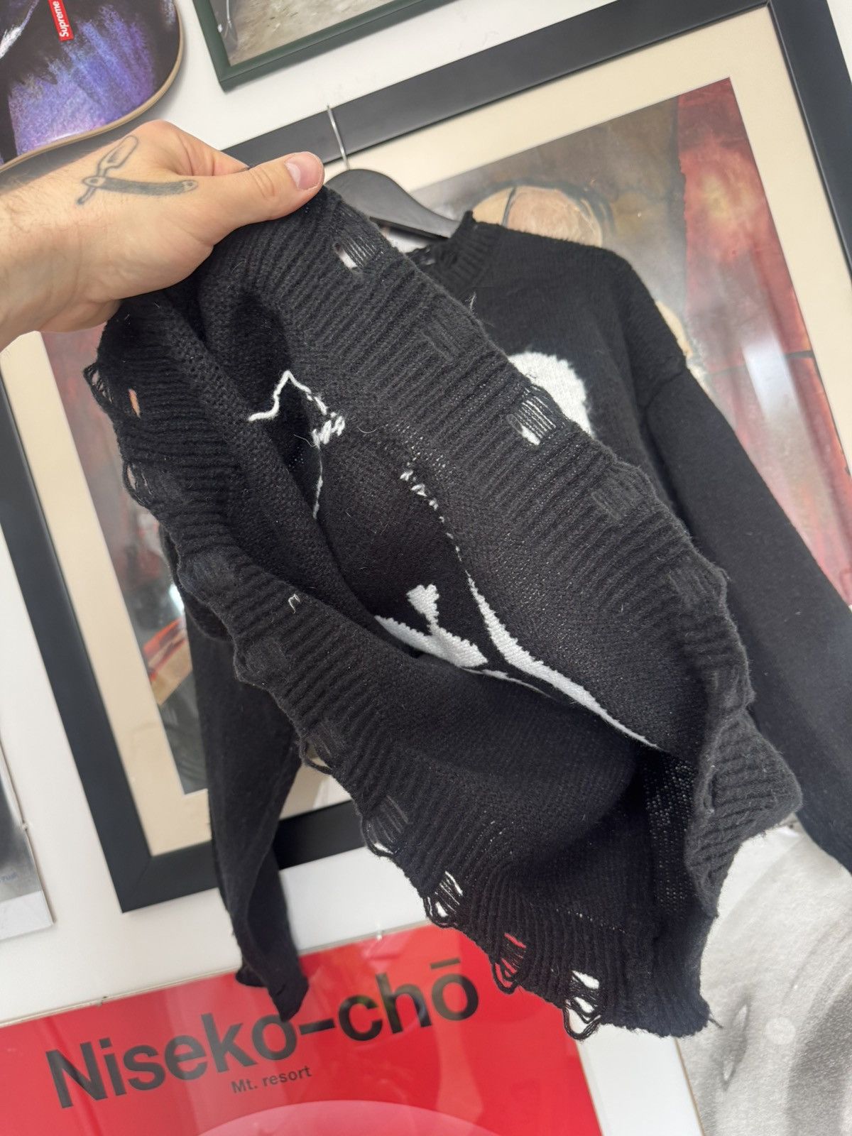Playboy Playboy Distressed Knit Sweater Avant Garde Big Logo Black Size US S / EU 44-46 / 1 - 3 Thumbnail