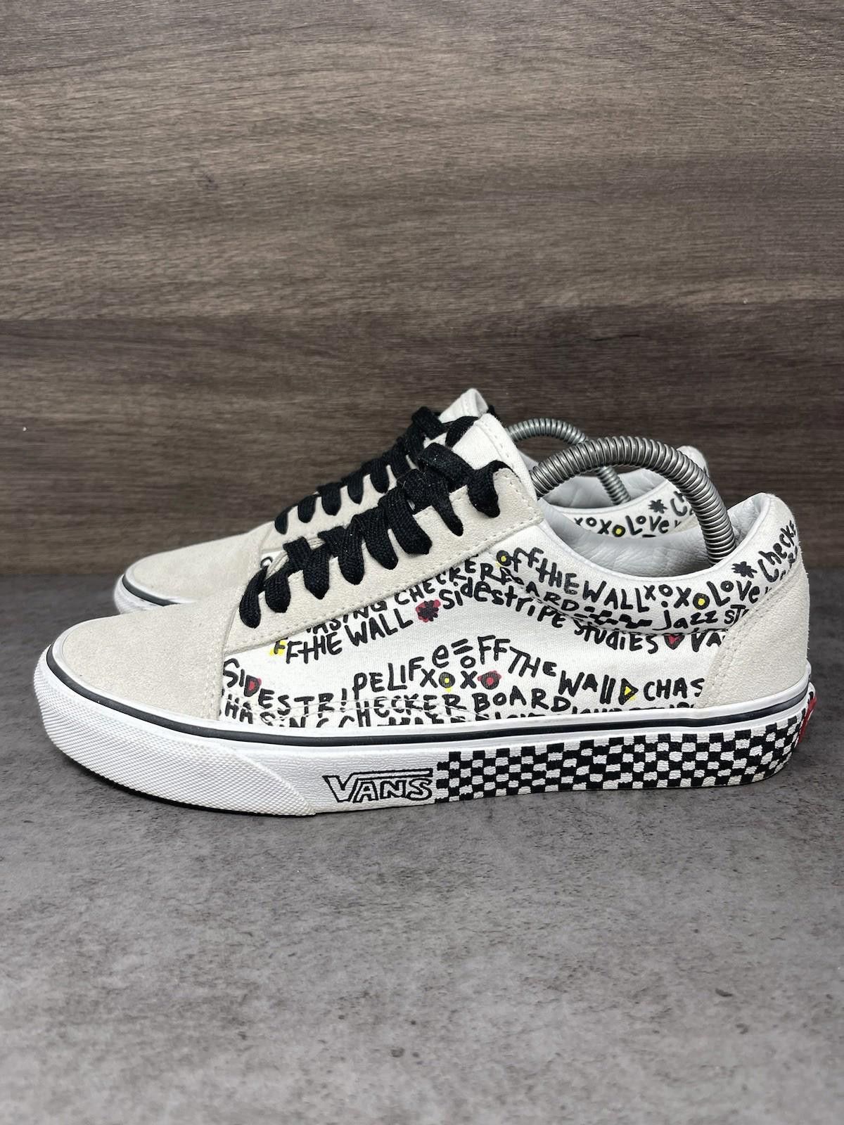 Vans Vans Old Skool Shoes Mens Size 7.5 DIY White Black Writing Size US 7.5 / EU 40-41 - 1 Thumbnail