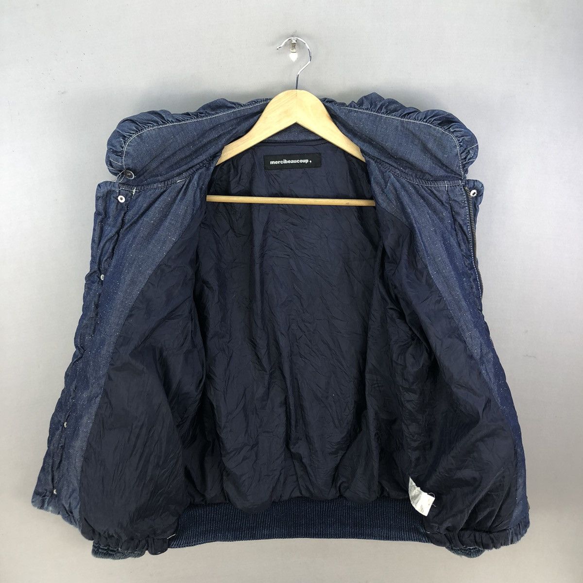 Issey Miyake Vintage Mercibeaucoup Pillow Neck Indigo Dye Bomber Jacket Size US S / EU 44-46 / 1 - 5 Thumbnail