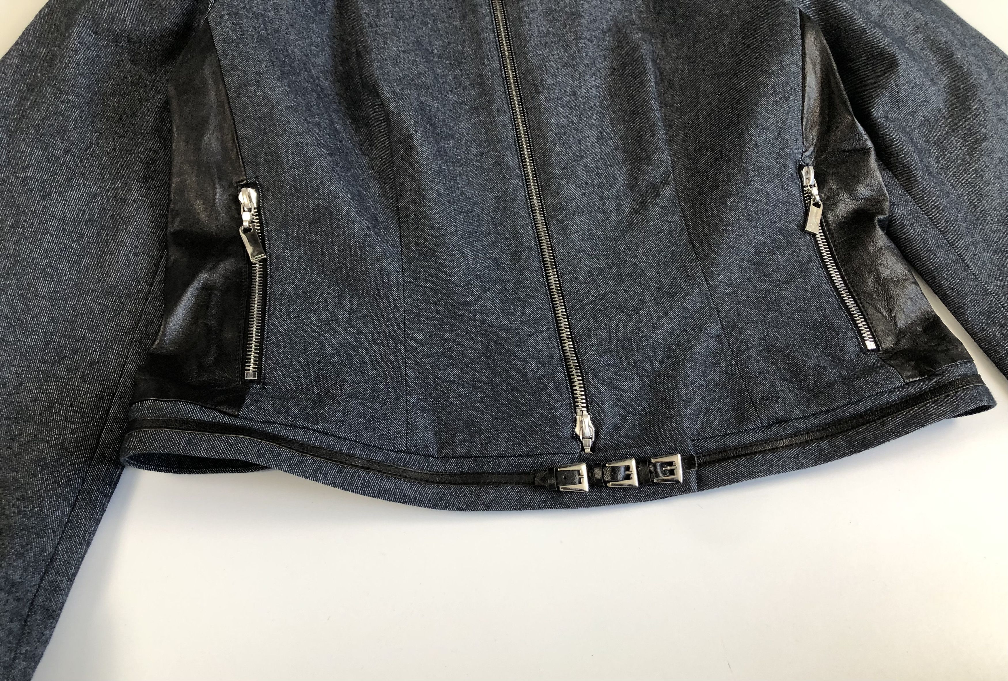 Other Guy Fulop Denim with Leather Stripes Jacket Size L / US 10 / IT 46 - 3 Thumbnail
