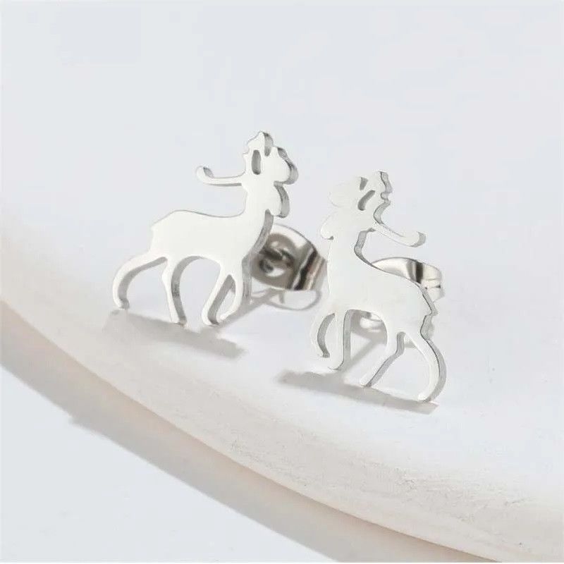 Jewelry Christmas Deer Stud Earrings Charm Earring Gift Size ONE SIZE - 2 Thumbnail