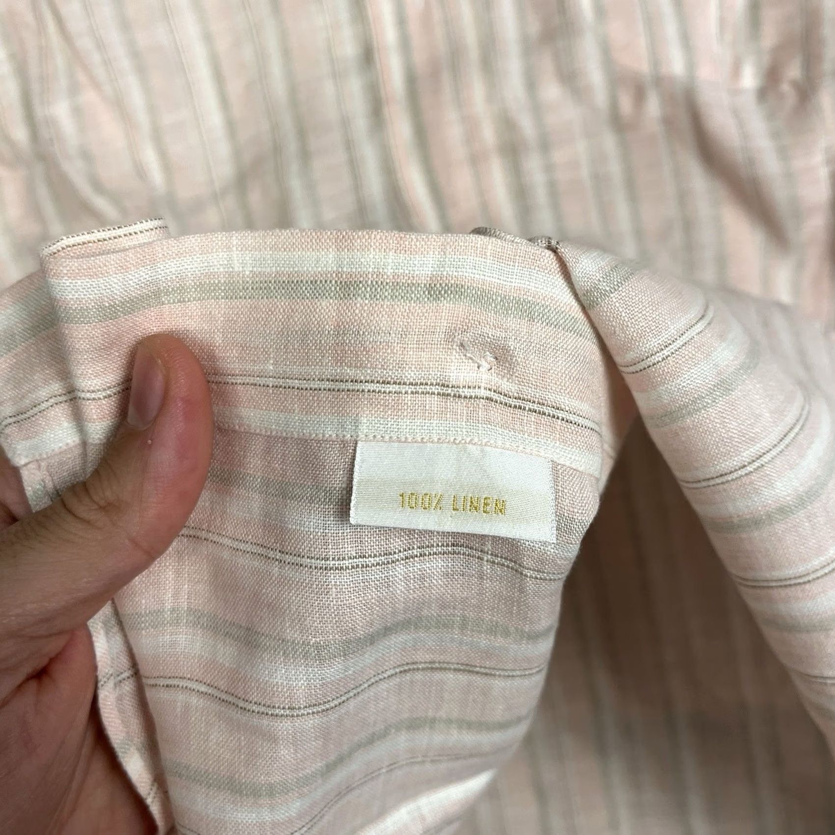 Brioni Brioni Button-Down Shirt Men M Long Sleeve 100% Linen Pink Striped Size US M / EU 48-50 / 2 - 3 Thumbnail