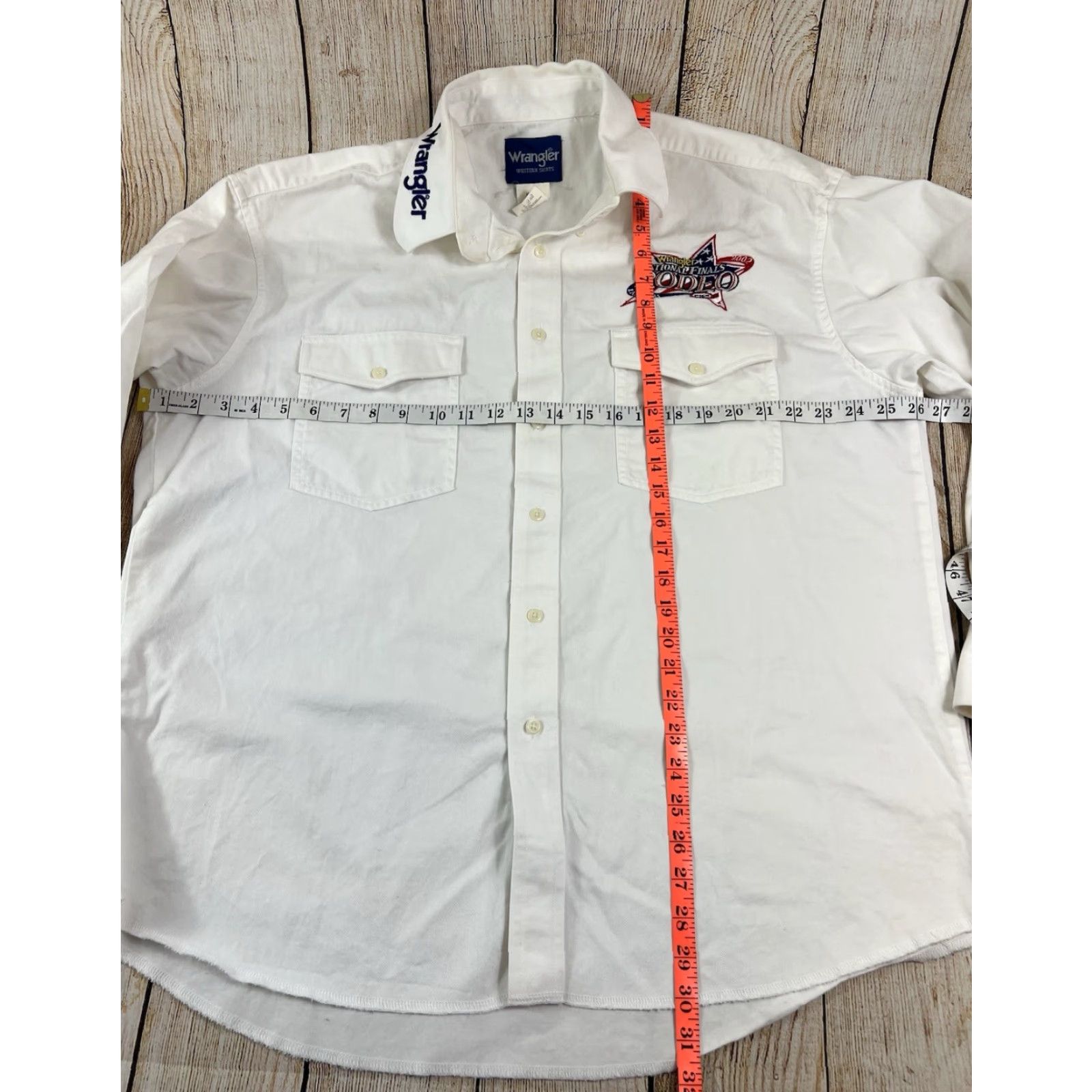 Wrangler VINTAGE Wrangler Western Button-Up Shirt Men 2XL White Solid Long Sleeve NFR 2002 Rodeo PRCA 36x175 Mens Size US XXL / EU 58 / 5 - 6 Thumbnail