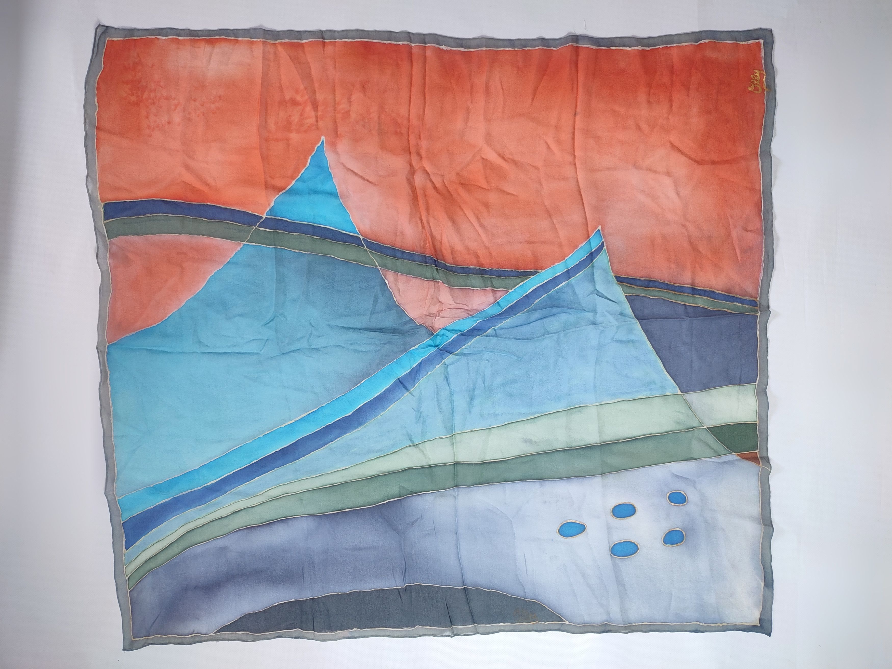 Vintage Abstract Butic Hand made Silk Scarf Olly & Suzi Size ONE SIZE - 1 Thumbnail