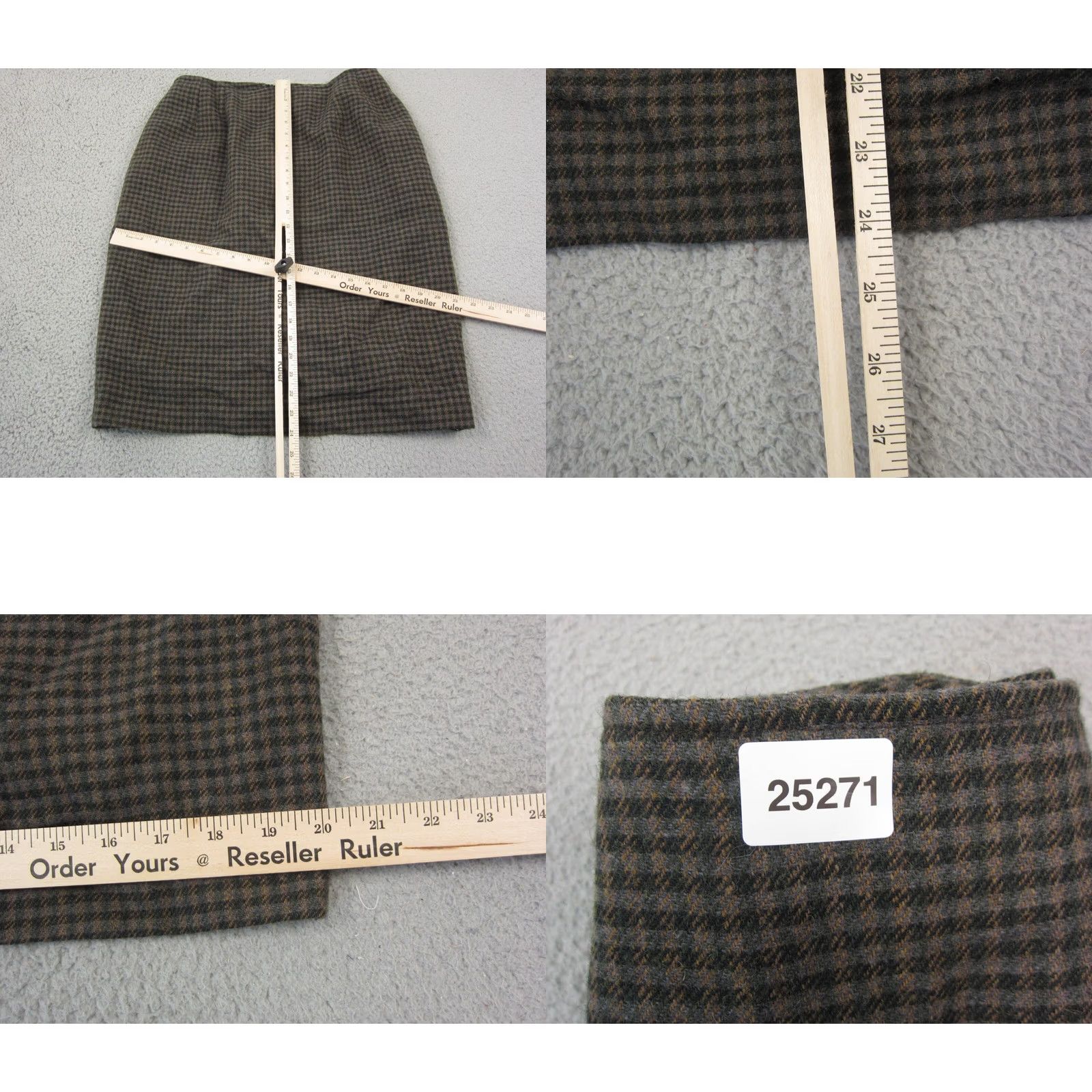 Vintage VINTAGE harvé benard Skirt Womens 14 Brown 100% Wool Gingham Mini 80s 90s City Preppy Retro Womens Size 36" / US 14 / IT 50 - 9 Thumbnail