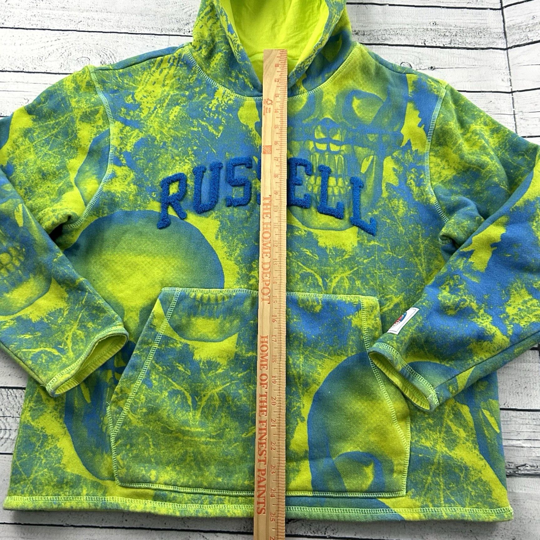 Vintage Russell X ASAP Worldwide Pullover Hoodie Sweatshirt Men L Green Blue Skull Hooded Size US L / EU 52-54 / 3 - 4 Thumbnail