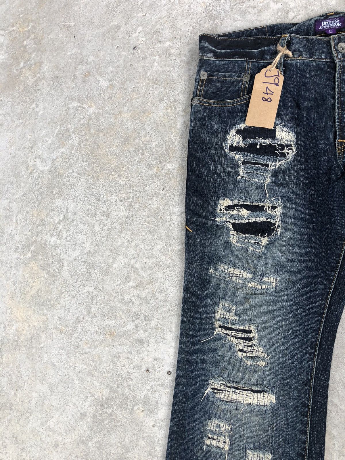 Who Decides War Japanese Purple&Yellow Flared Jeans Distressed Jeans Size US 32 / EU 48 - 4 Thumbnail