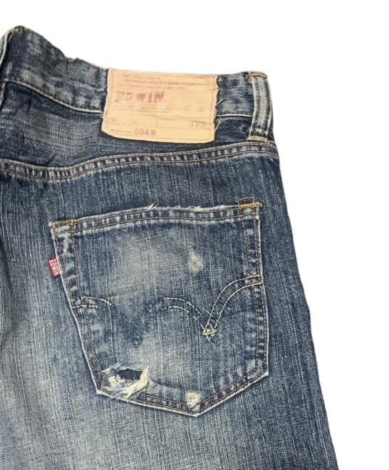 Edwin Vintage Edwin 504 Straight Leg Jeans Distressed Size US 34 / EU 50 - 7 Thumbnail