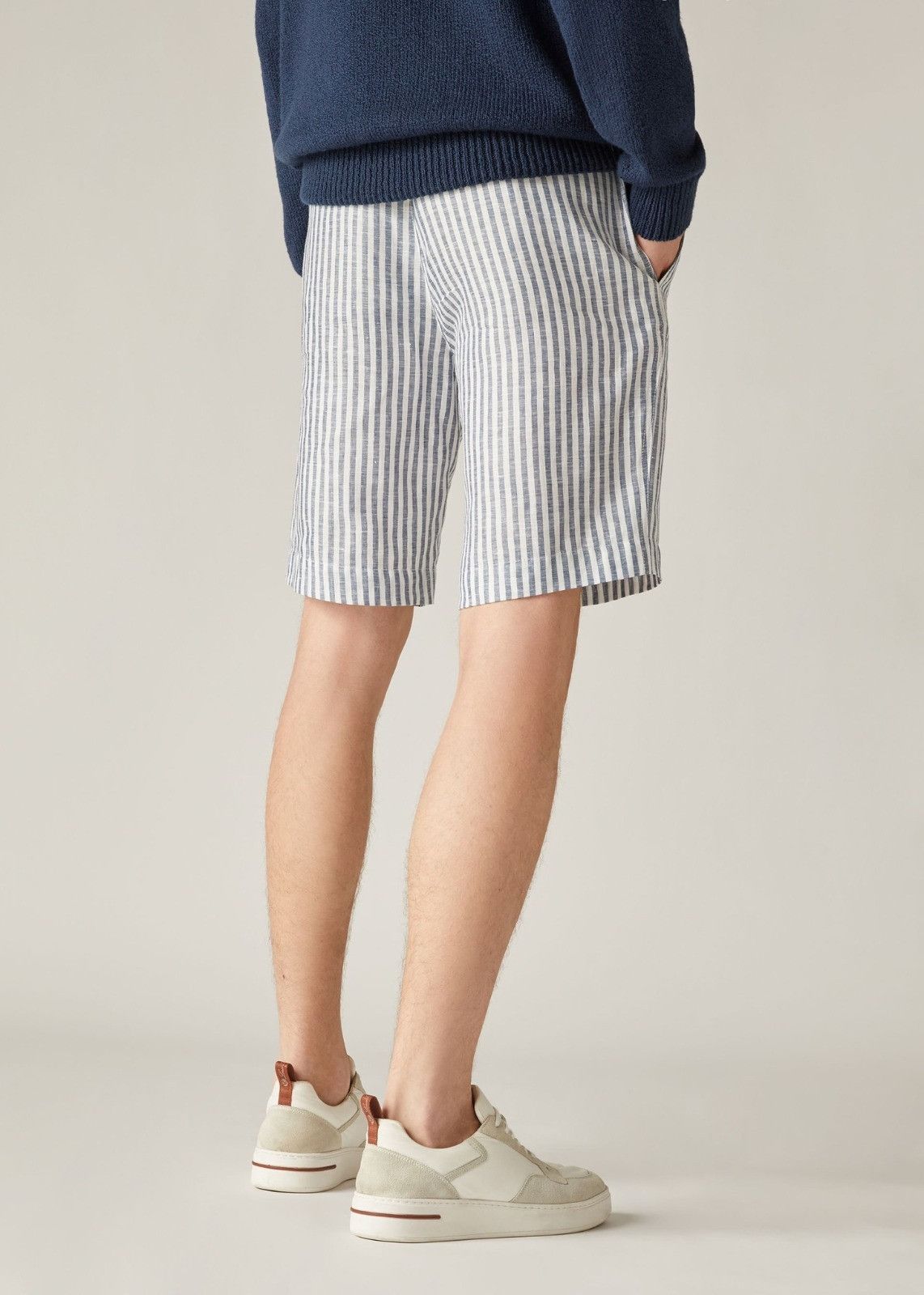 Loro Piana o1srvl11e1024 Flat Bermuda Shorts in White/Grey Size US 36 / EU 52 - 4 Thumbnail
