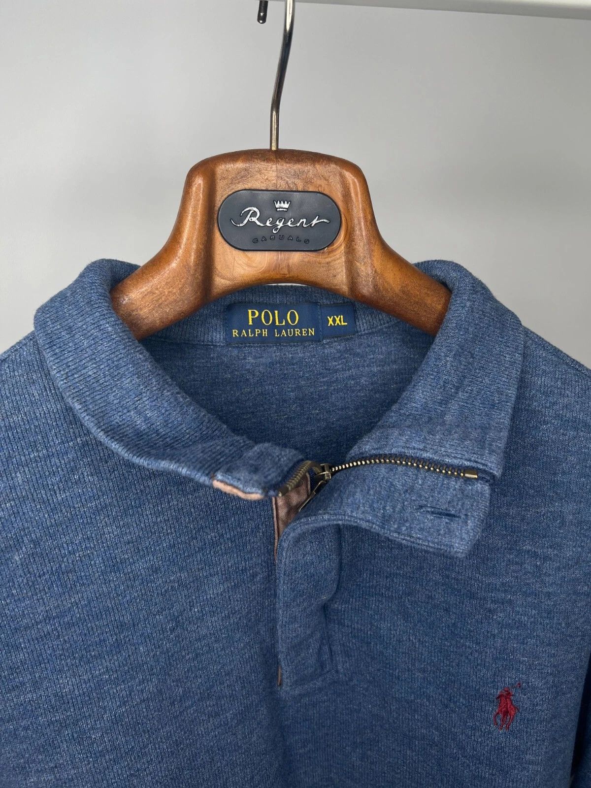 Polo Ralph Lauren Polo Ralph Lauren 1/4 Zip Blue Sweater Men's Pony Red XXL Size US XXL / EU 58 / 5 - 2 Thumbnail