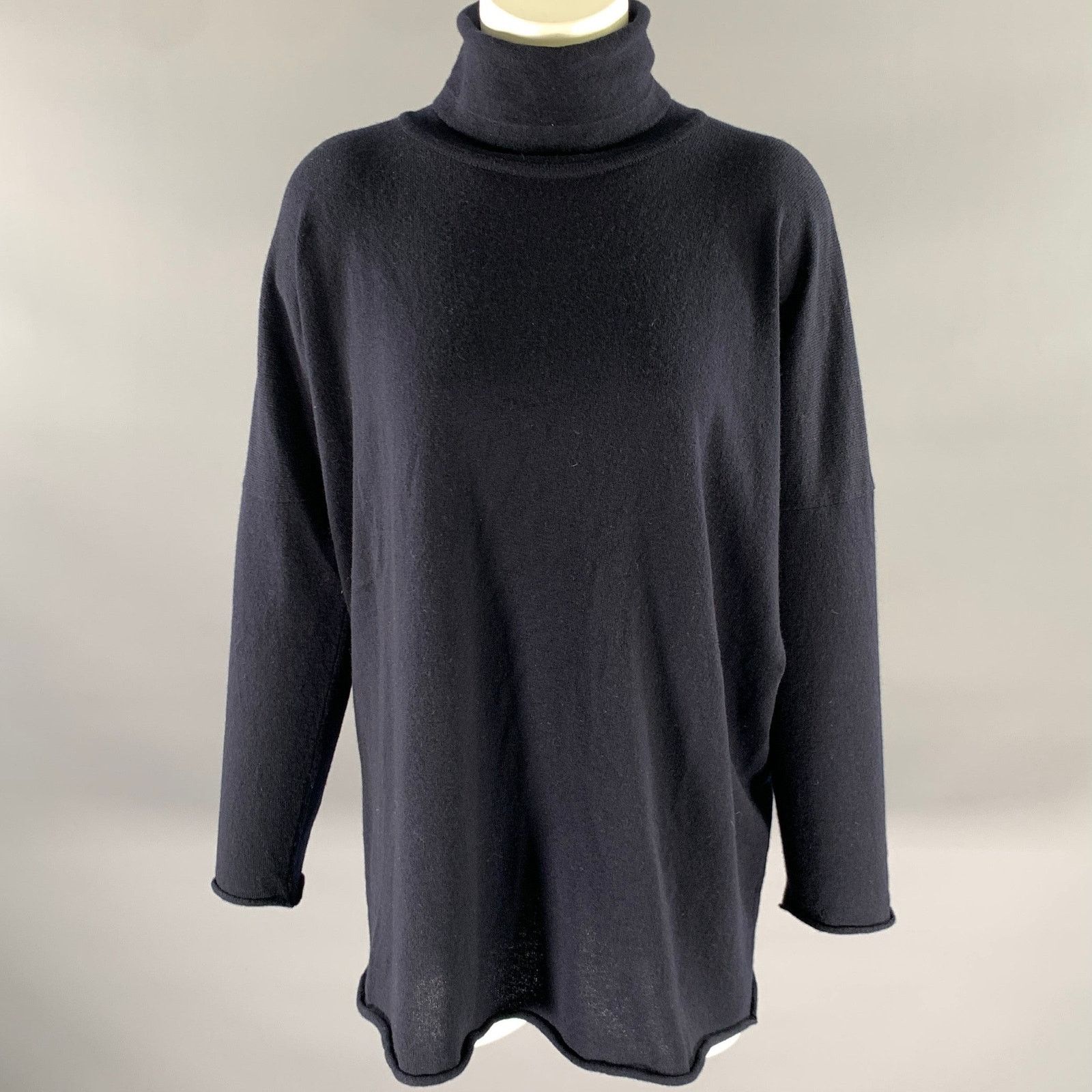 eskandar ESKANDAR Size M Navy Cashmere Turtleneck Sweater Size ONE SIZE - 1 Thumbnail
