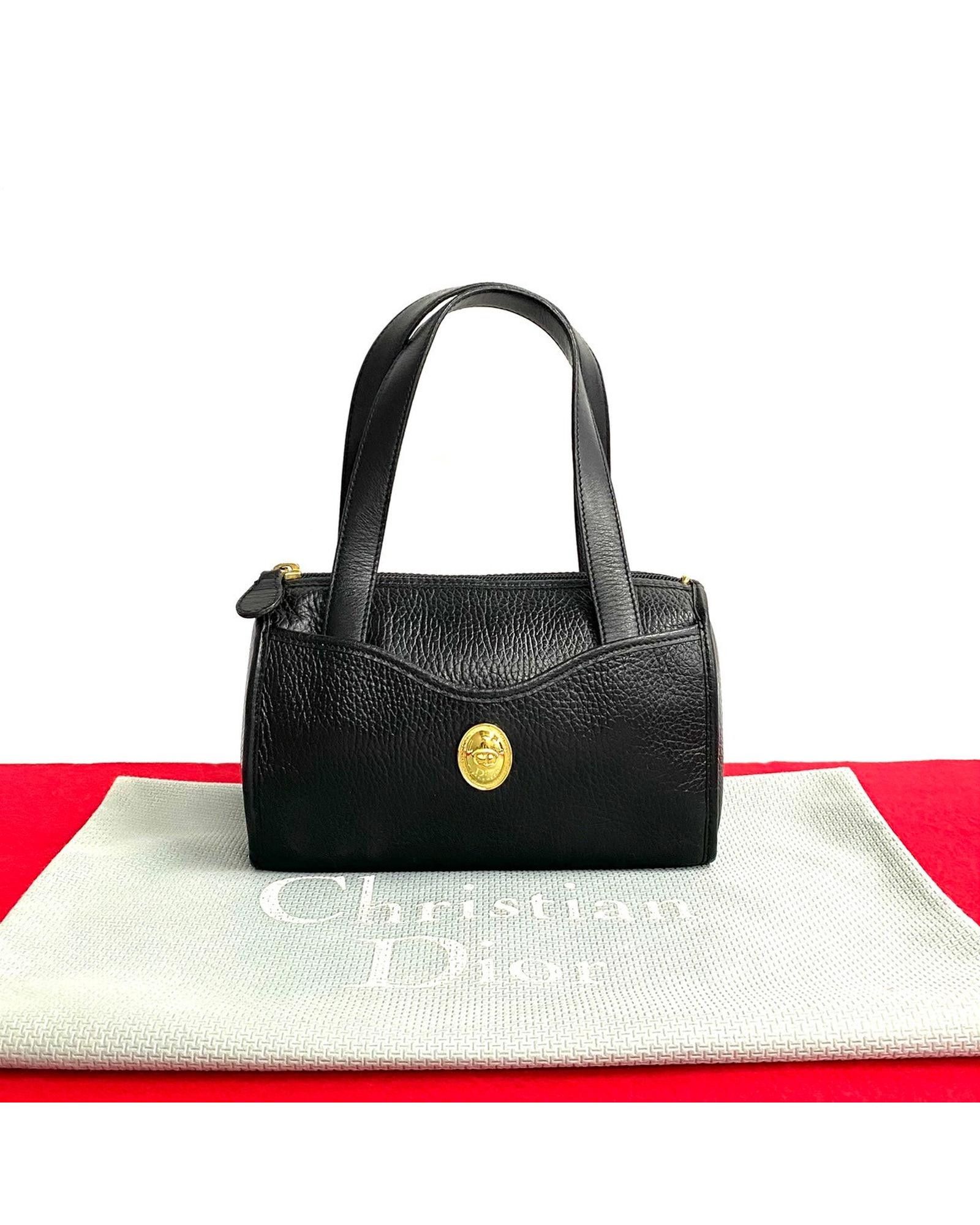 image of Dior Black Leather Logo Handbag In Ab Condition, Women's