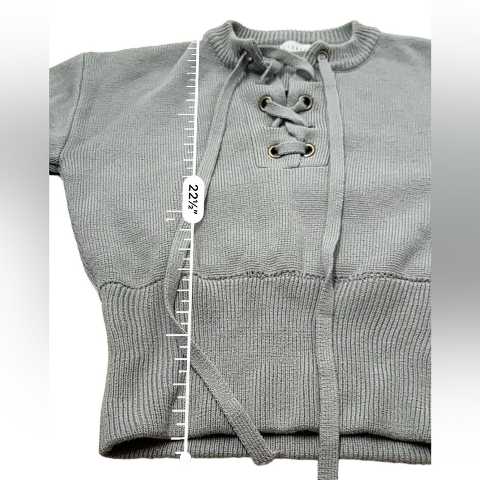 Lioness Lioness Gray Chunky Lace Up Knit Long Sleeve Sweater Sz S Size M / US 6-8 / IT 42-44 - 11 Thumbnail