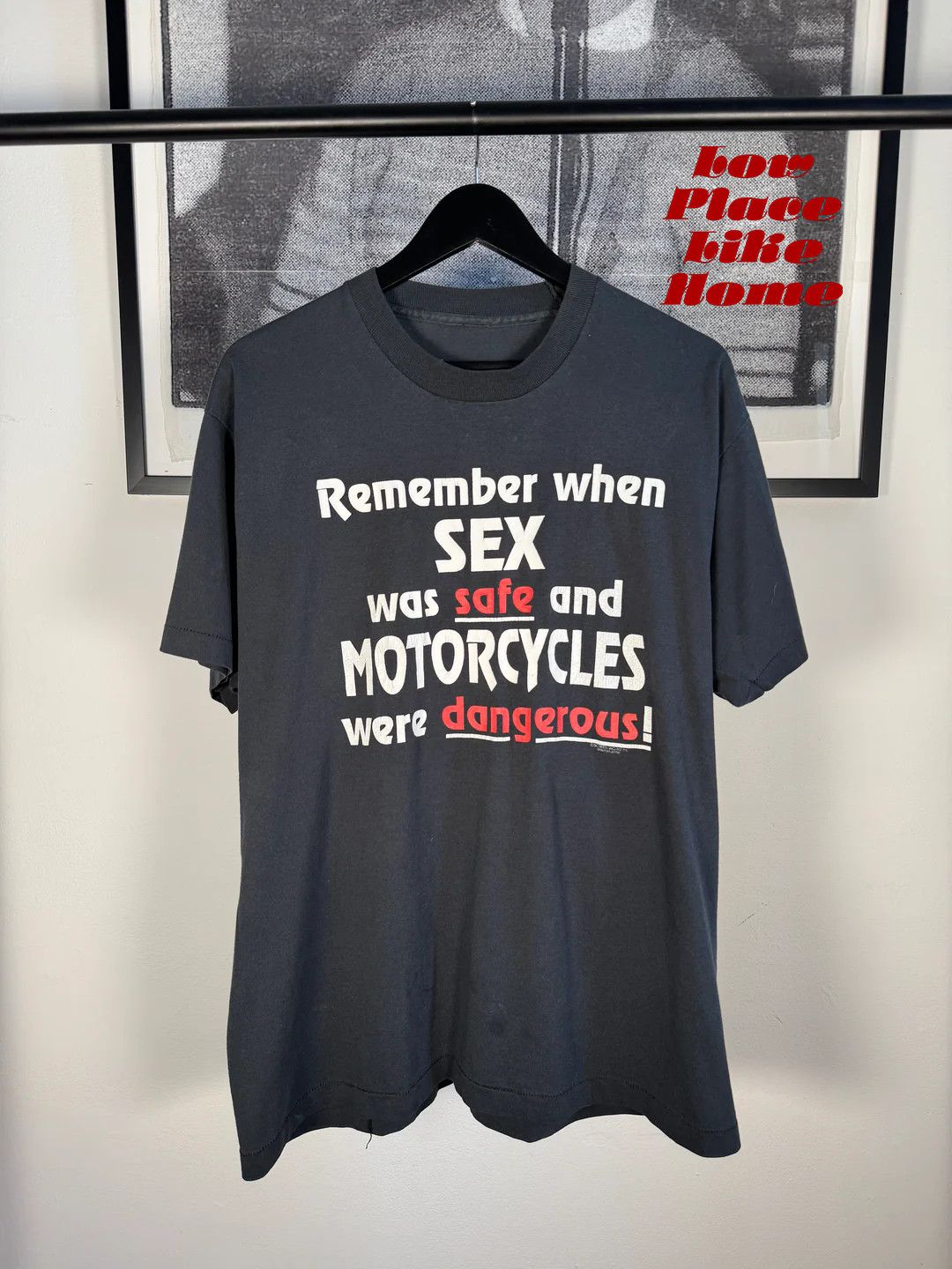 Vintage 🚭 IRONIC 🚭 80s/90s "SEX & MOTORCYCLES" FADED SHIRT Size US XL / EU 56 / 4 - 2 Thumbnail
