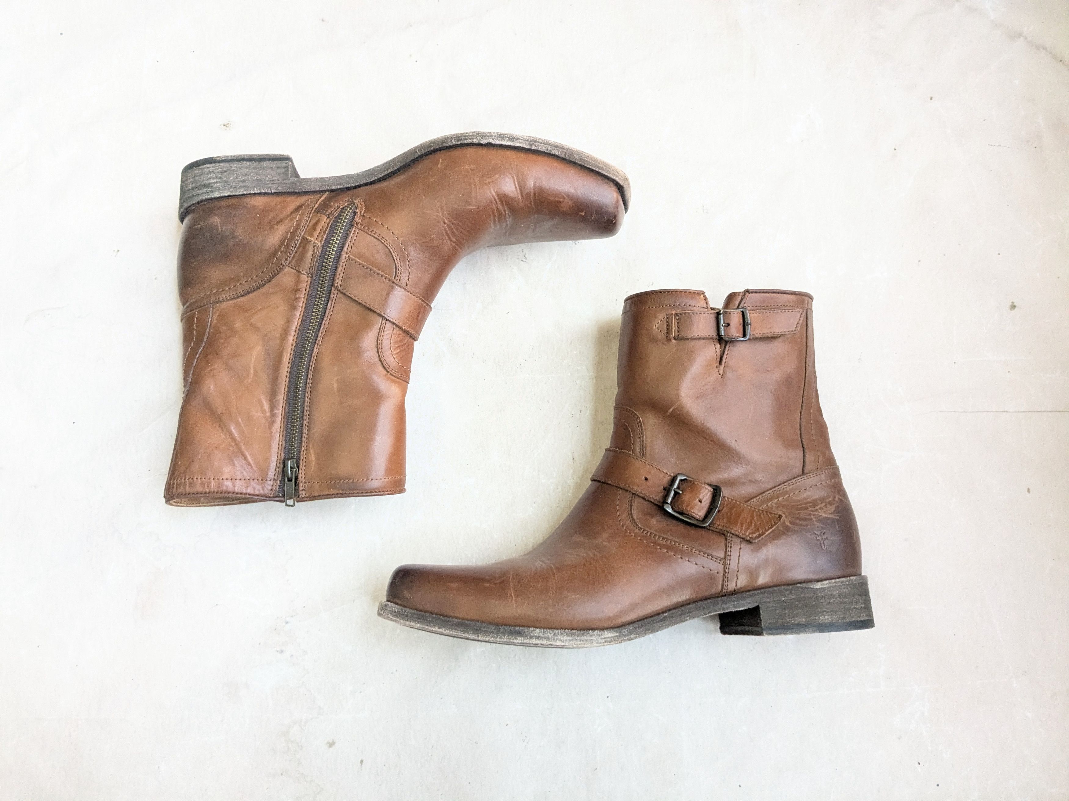 Frye Frye Engineer Boots Brown Leather 13 Leather Buckle Size US 13 / EU 46 - 1 Thumbnail