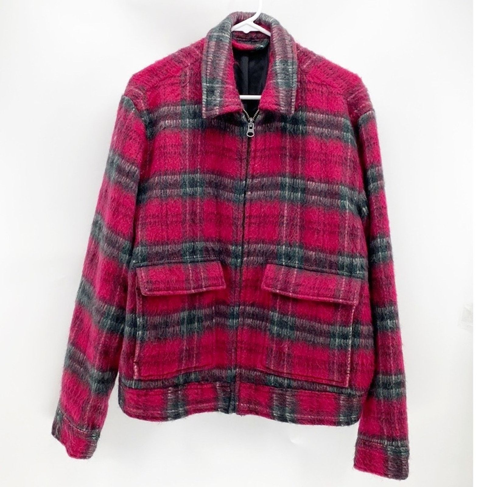 Other Wool blend shacket bomber pink red green in color oversized Size L / US 10 / IT 46 - 1 Thumbnail
