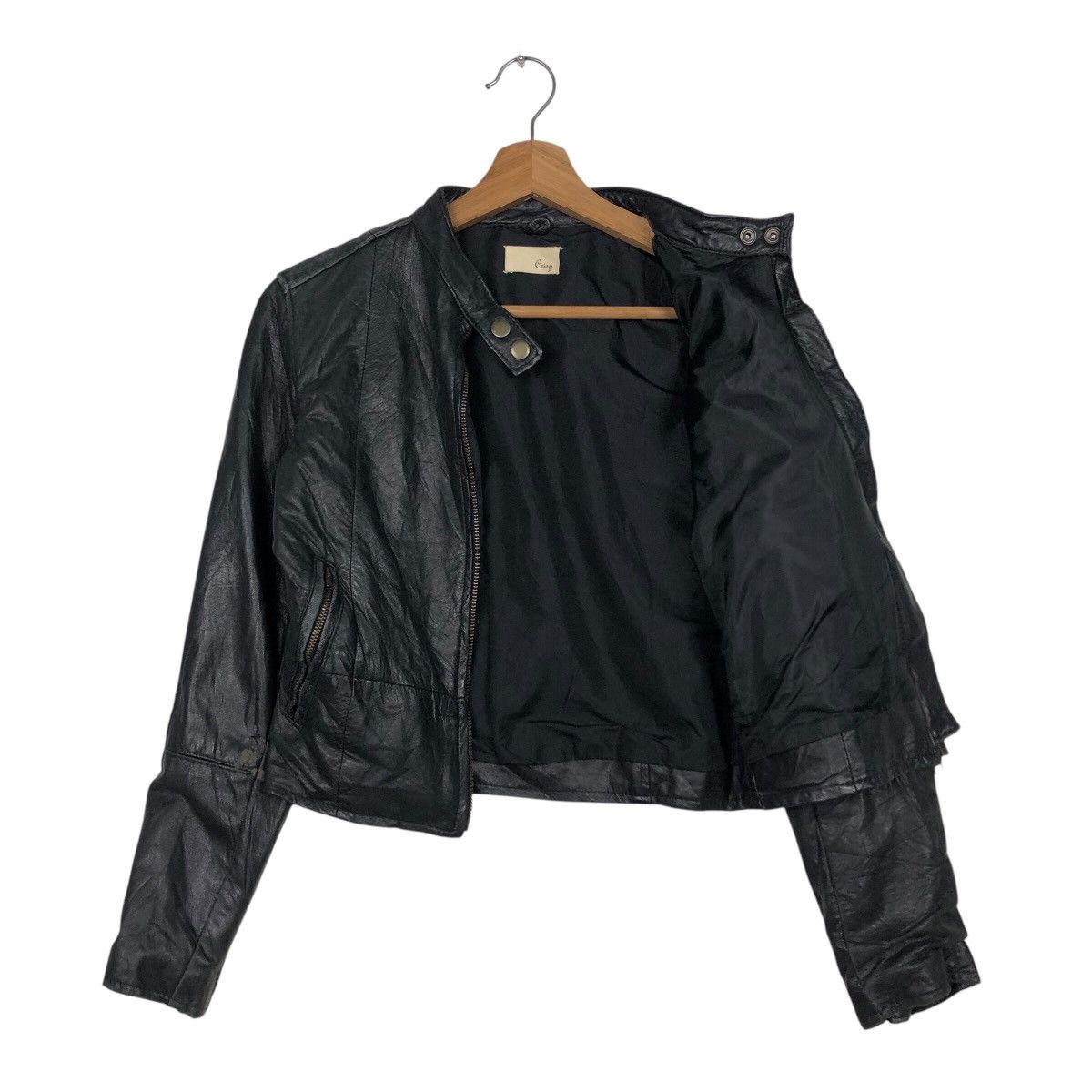 Japanese Brand 📌Vintage Cropped Biker Leather Jacket Crisp Issey Miyake Size US M / EU 48-50 / 2 - 12 Thumbnail