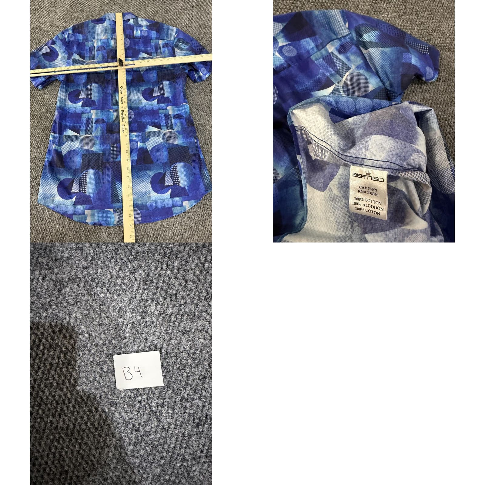 Vintage Bertigo Shirt Mens M Blue Abstract Geometric Short Sleeve Button Up Casual Size US M / EU 48-50 / 2 - 8 Thumbnail