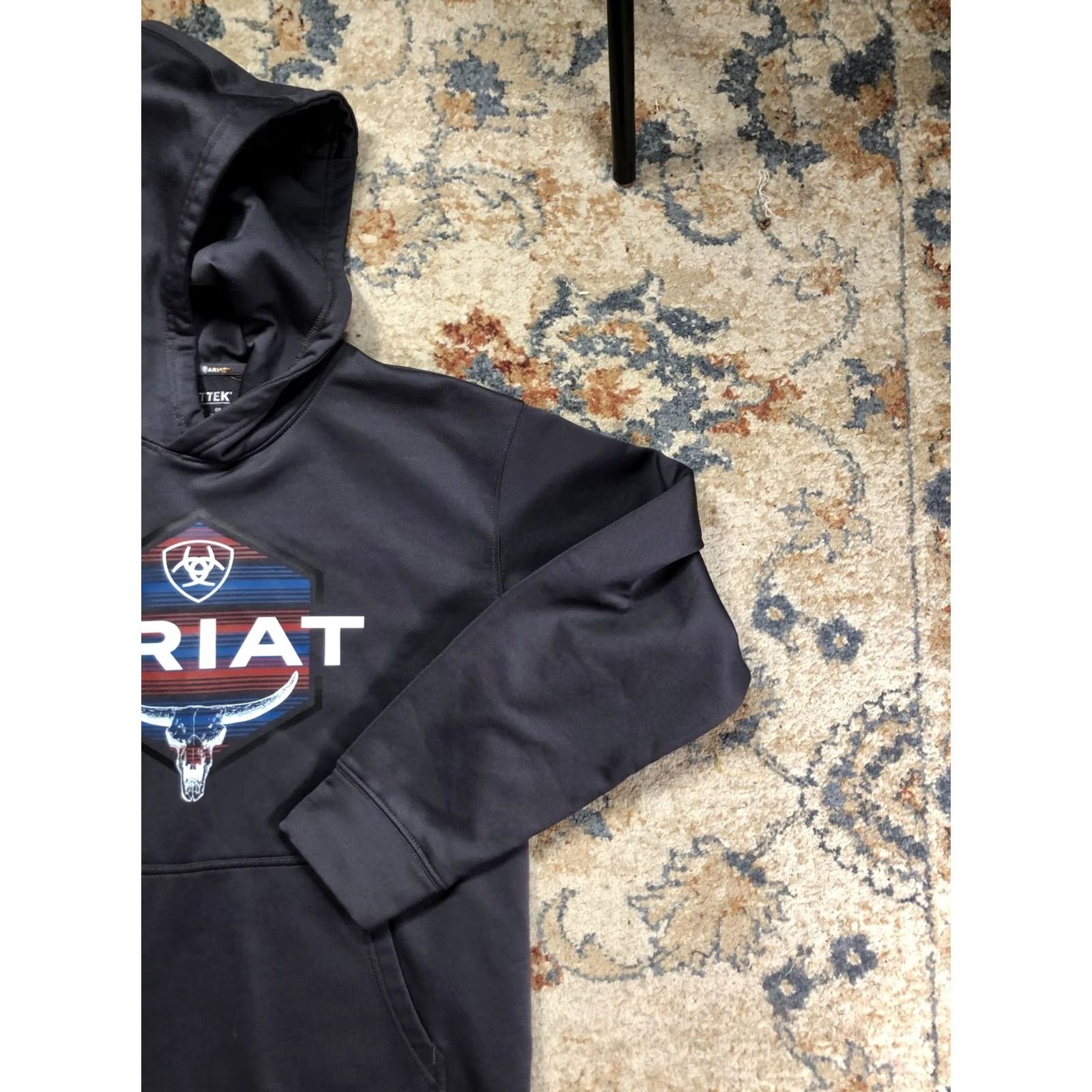 Ariat Ariat Hoodie Mens Small Gray Fleece Pullover Graphic Print Western Bull Skull Logo Kangaroo Pocket Crew Neck Sleeve Long Size US S / EU 44-46 / 1 - 4 Thumbnail