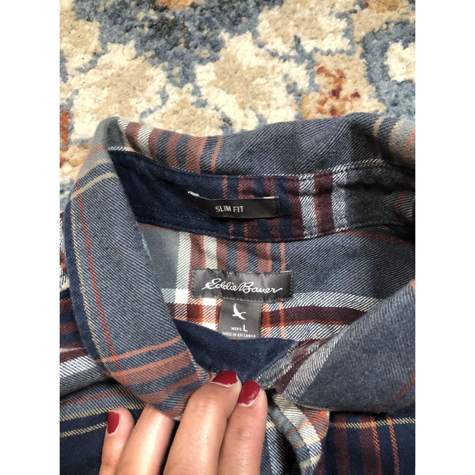 Eddie Bauer Eddie Bauer Shirt Mens Large Blue Gray Plaid Flannel Slim Fit Button Down Pocket Size US L / EU 52-54 / 3 - 7 Thumbnail