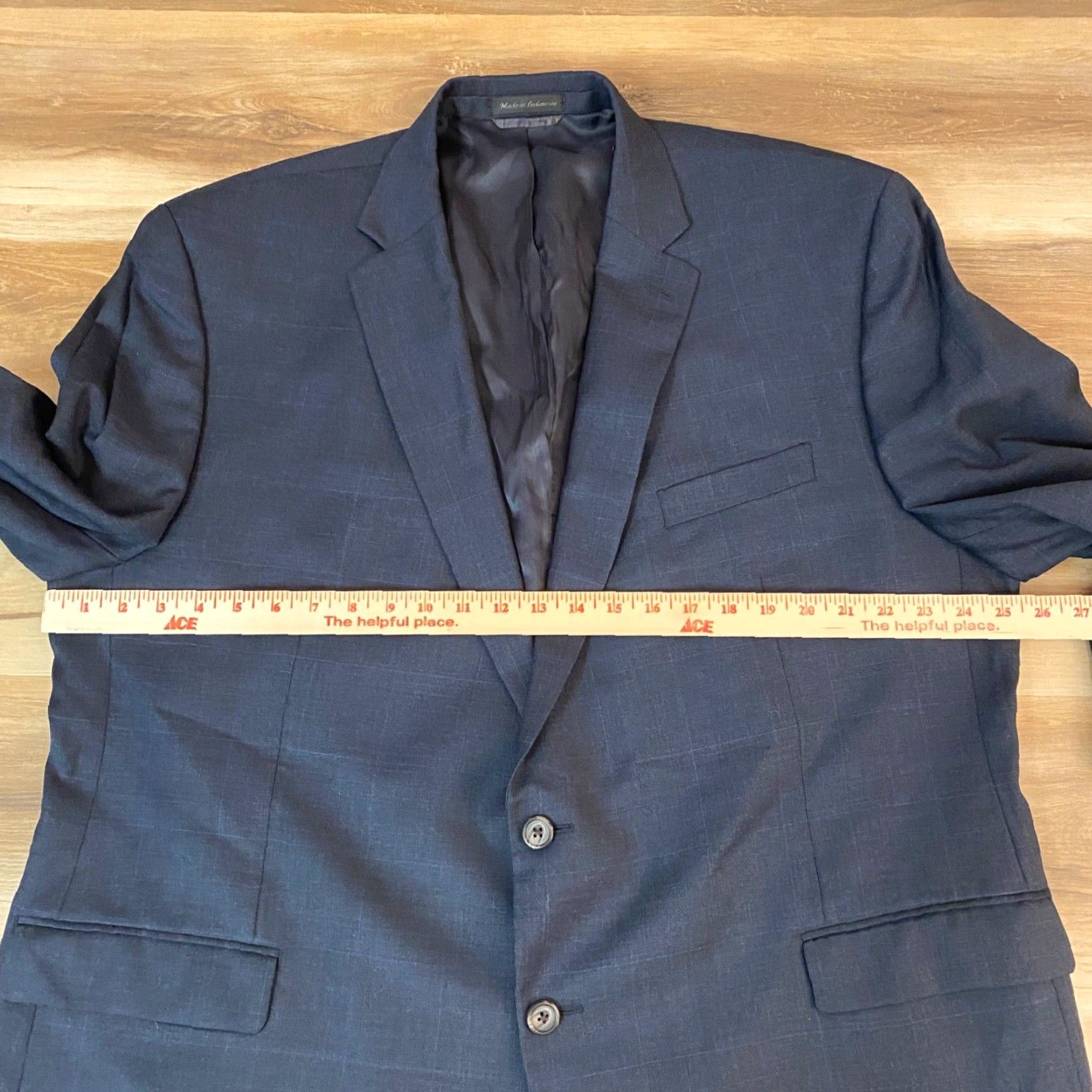 Ralph Lauren Lauren Ralph Lauren Blazer Mens 50R Gray Blue Windowpane Plaid Wool Sport Jacket Size 50R - 7 Thumbnail