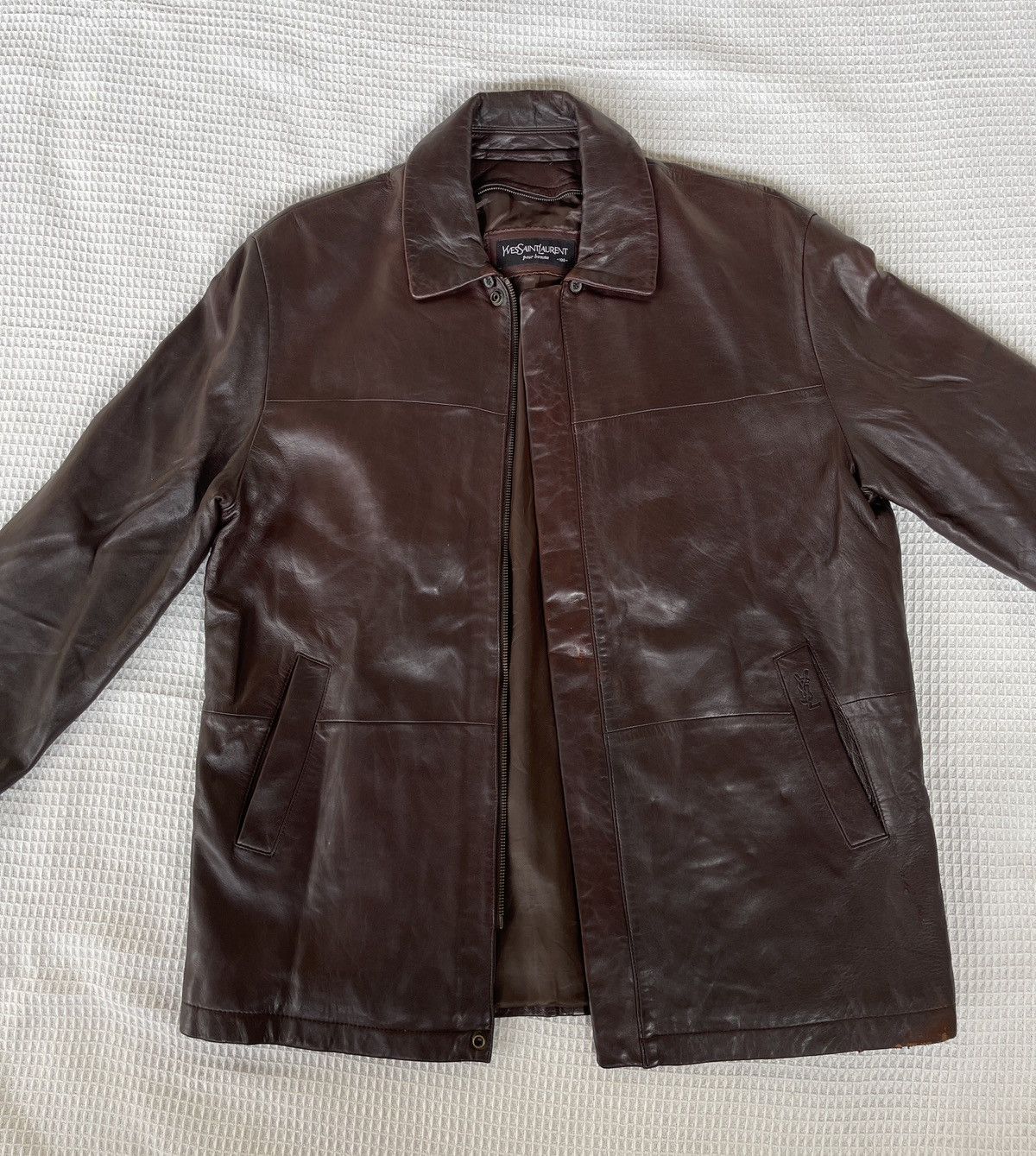 Yves Saint Laurent Vintage🔥YVES SAINT LAURENT POUR HOMME🔥Leather Jacket 90’s Size US L / EU 52-54 / 3 - 10 Thumbnail