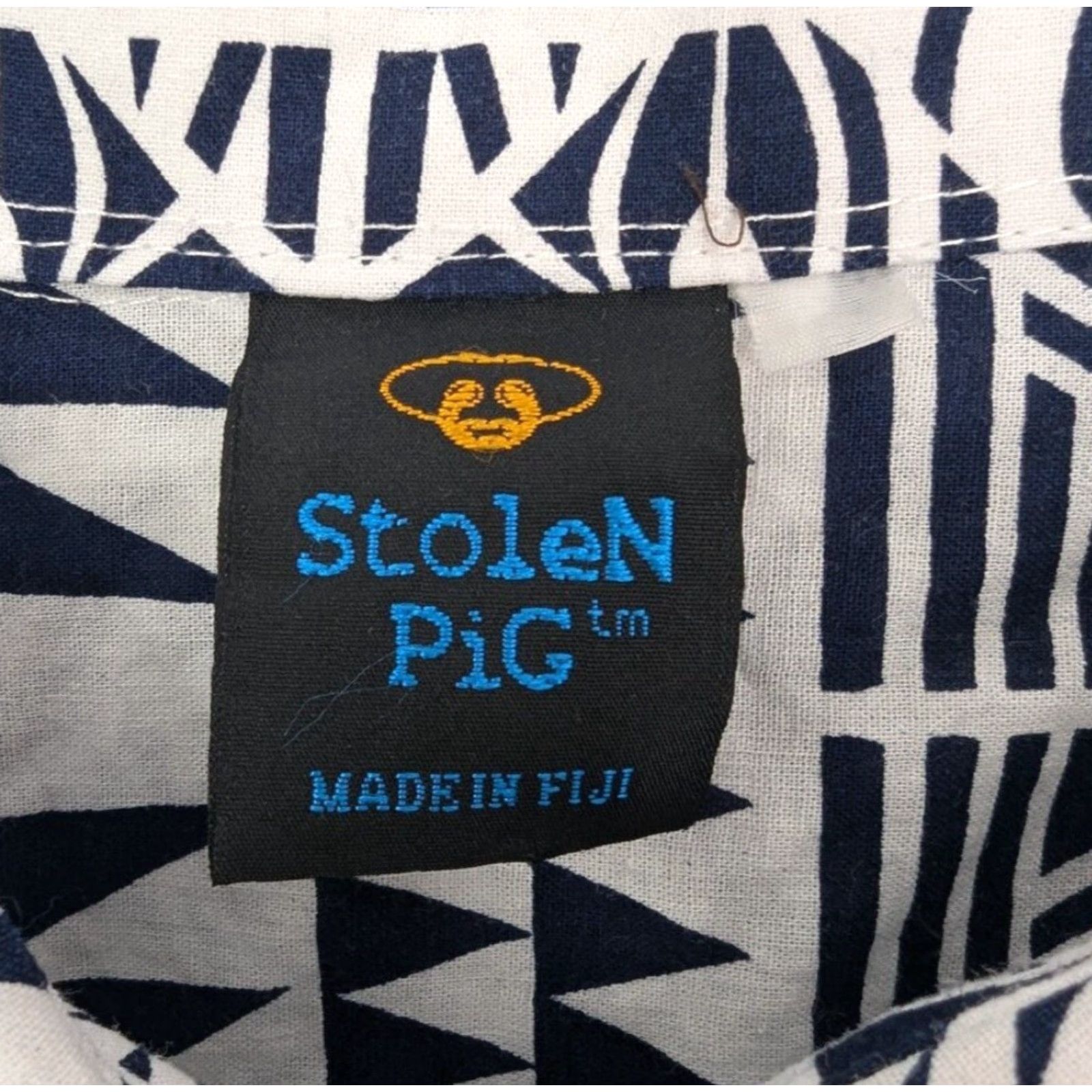 Vintage Stolen Pig Button-Up Hawaiian Shirt Men's 2XL Short Sleeve, Blue, Fiji Made, Button-Up, Hawaiian, 2XL, Men, Shirt, Vintage: No Size US XXL / EU 58 / 5 - 6 Thumbnail