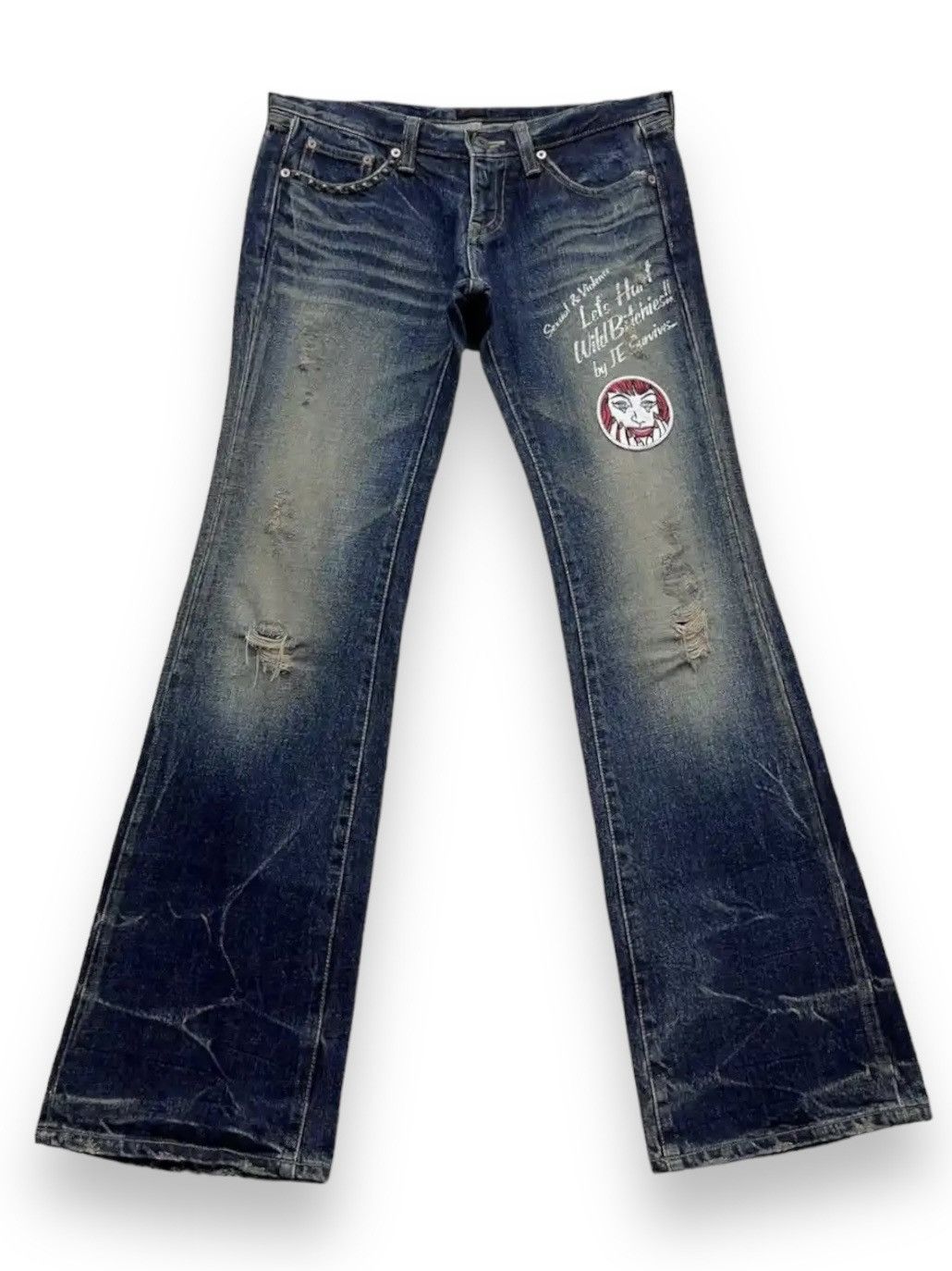 JACKROSE JACKROSE MudWash Studded Ripped Punk Flare Hysteric Style💥 Size US 30 / EU 46 - 4 Thumbnail