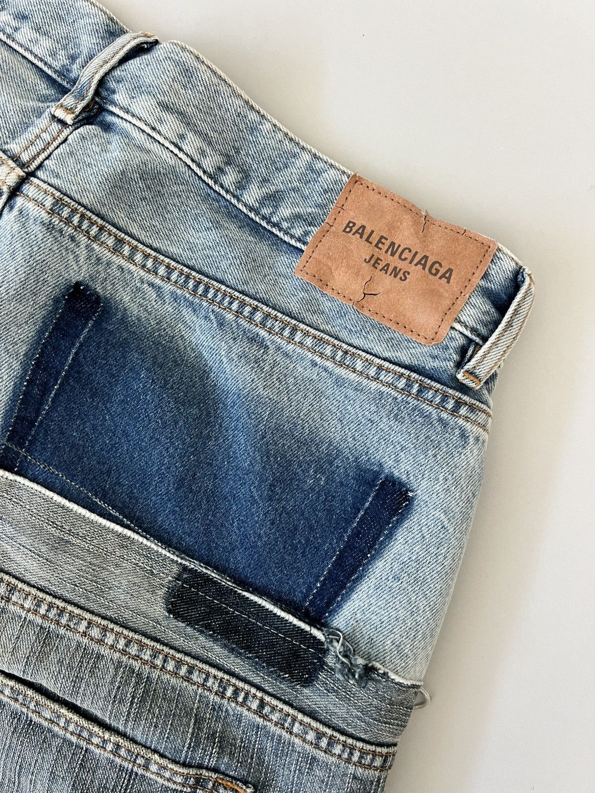 Balenciaga Blue Cut Up Double Waist Baggy Jeans Size US 34 / EU 50 - 7 Thumbnail