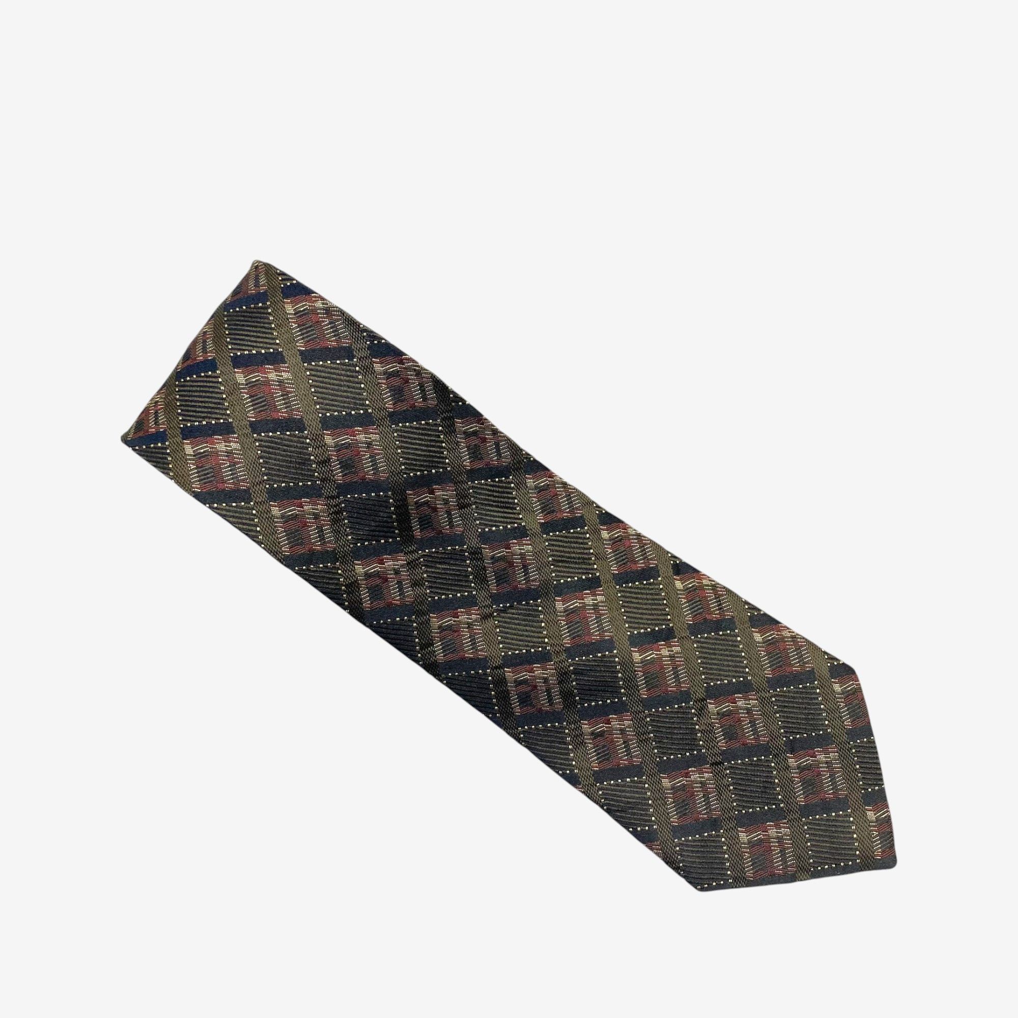 Japanese Brand Vintage Nicole SILK Necktie Cravate Check Pure Silk Size ONE SIZE - 2 Thumbnail