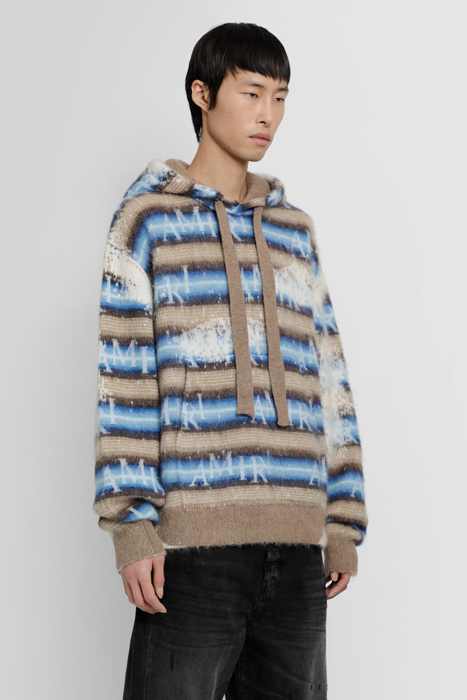 Amiri o1y0525 Logo Hoodie in Beige/Blue Size US L / EU 52-54 / 3 - 2 Thumbnail
