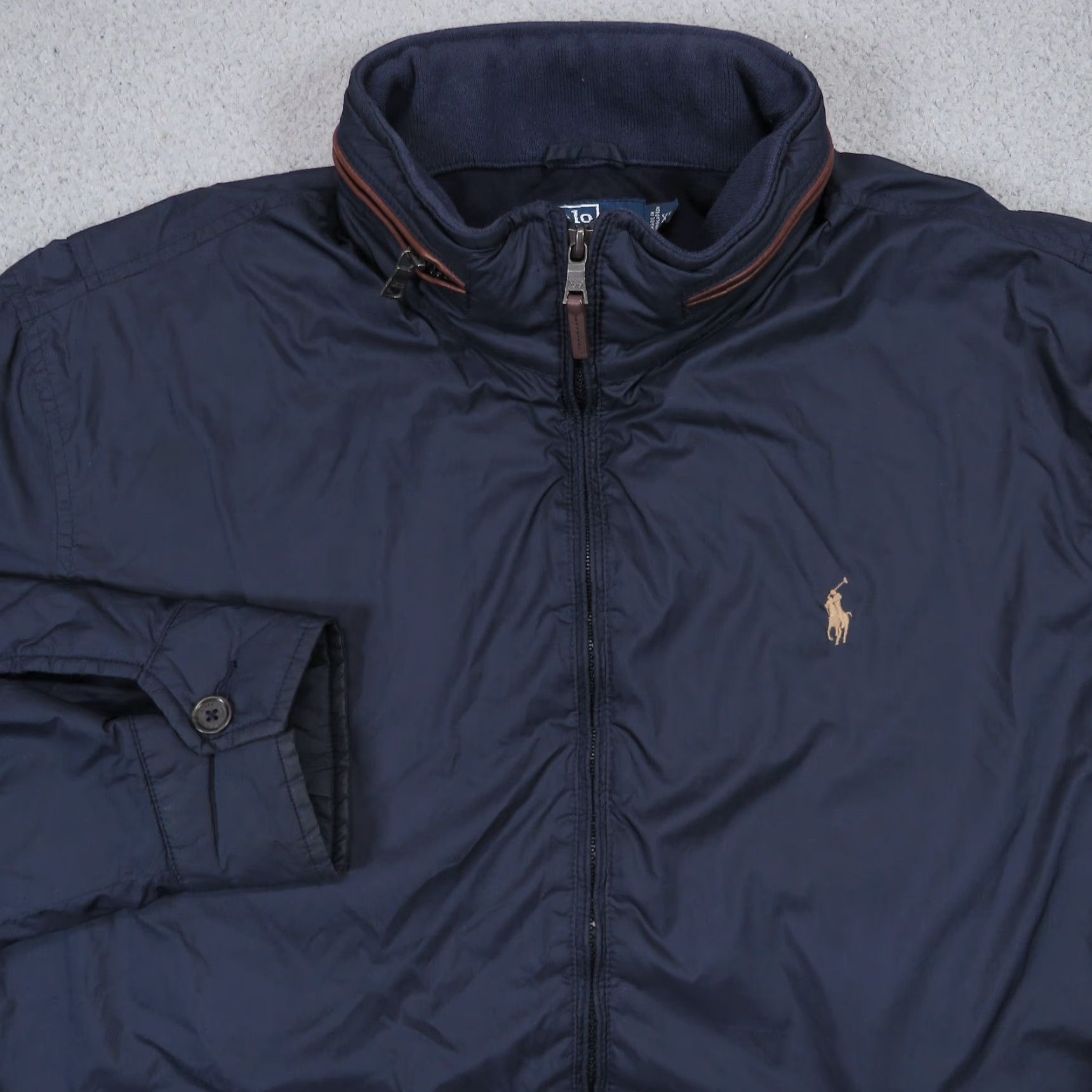 Polo Ralph Lauren VINTAGE Polo Ralph Lauren Jacket Men XL Navy Leather Trim Pony Fleece Lined Coat Size US XL / EU 56 / 4 - 4 Thumbnail
