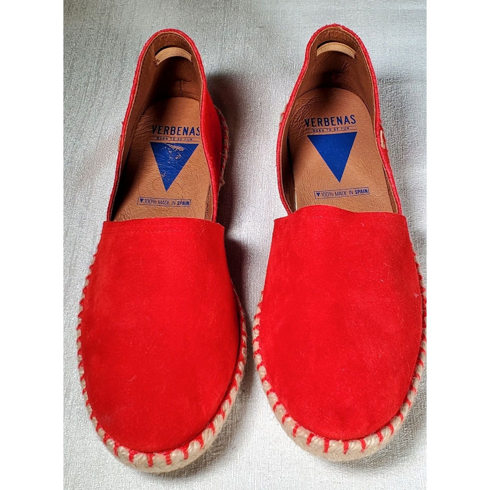 Vintage Verbenas Carmen Espadrilles Flat Women US 10.5 EU 41 Suede Leather Fire Red Slip On Jute Rubber Breathable Lightweight Size US 11 / IT 41 - 4 Thumbnail
