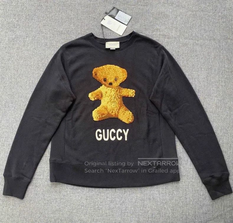 Gucci Gucci Teddy bear embroidered cotton sweatshirt Size US M / EU 48-50 / 2 - 1 Thumbnail